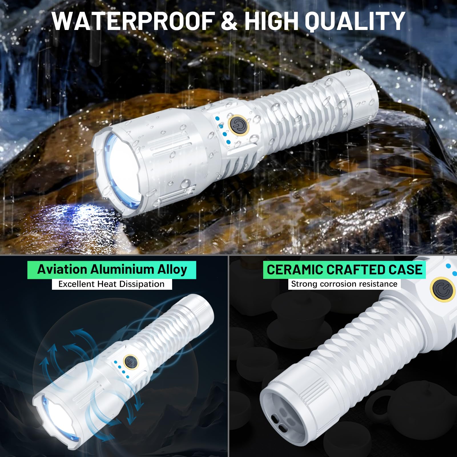 Weoxi Laser Flashlights 2400000 High Lumens Rechargeable, Super Bright Led Flashlight, 5 Modes Flash Light High Powered, Adjustable Tactical Flashlight, Waterproof Handheld Flashlight For Emergencies, Home