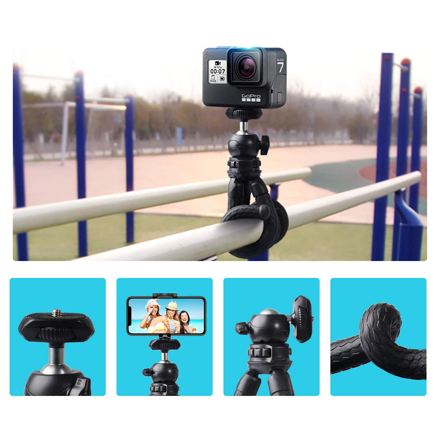 Ruittos Phone Tripod With Remote, Portable And Flexible Tripod With Vertical Phone Tripod Adapter Mount And Wireless Remote, Cell Phone Tripod For Video Recording