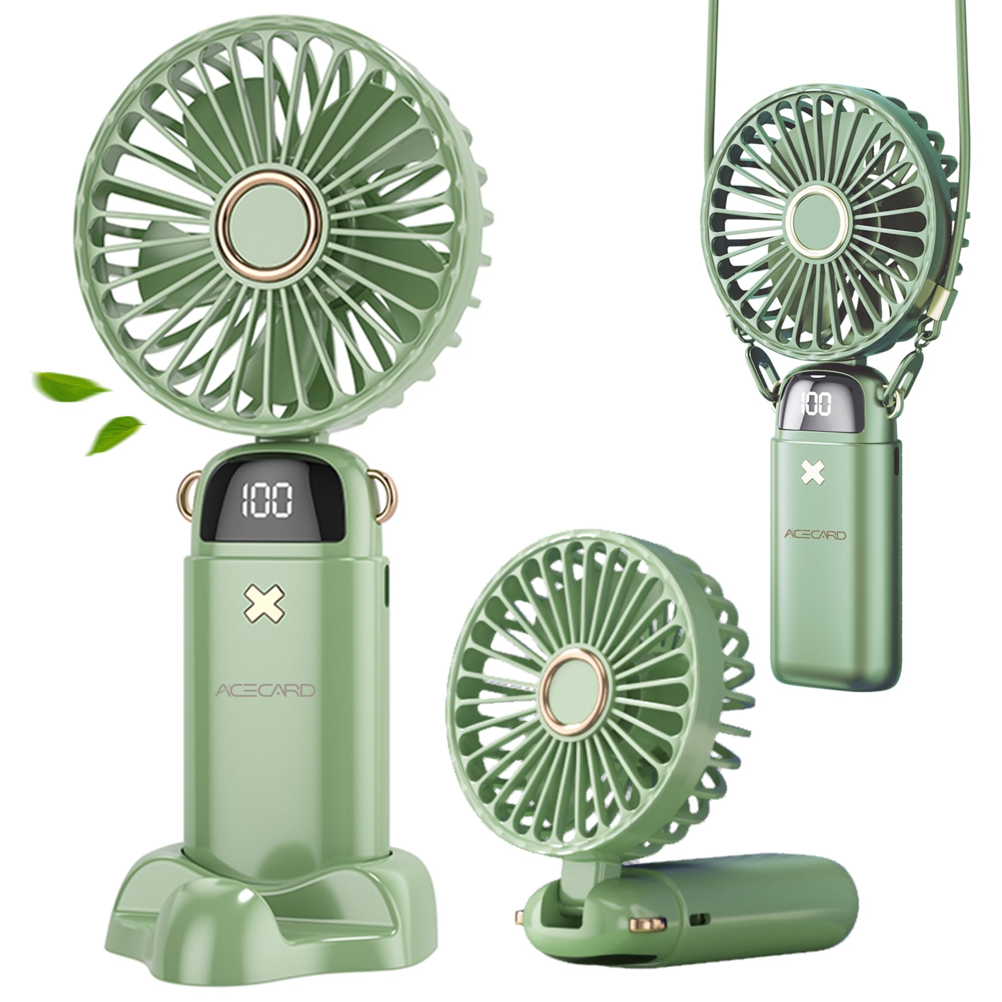 Portable Fan,Mini Handheld Fan,Neck Fan, Usb Rechargeable Fan, For Home Office Travel (Blue) - Koospark