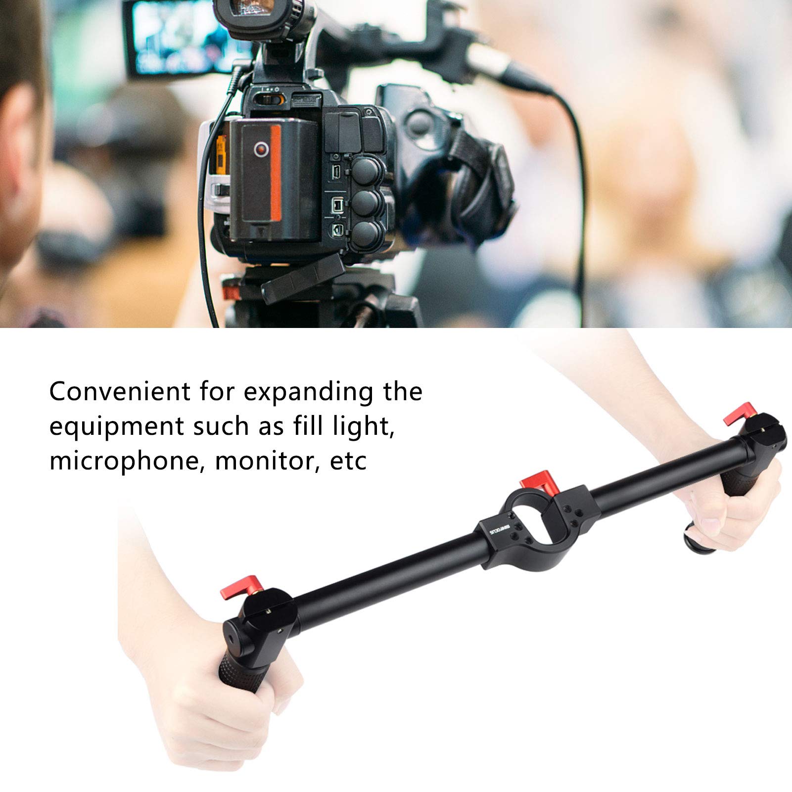 Eimsoah Dual Handgrip Stabilizer For Zhiyun Crane 2S, Aluminum Alloy Lightweight Handle, With Cold Shoe For Mounting Monitors
