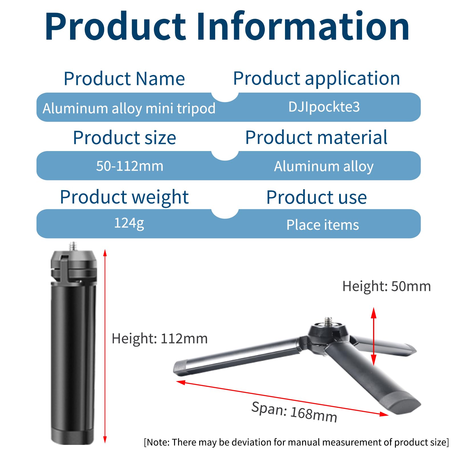 Kipyenb Metal Mini Tripod For Dji Osmo Pocket 3,Tabletop Stand Compact Vlog Tripod