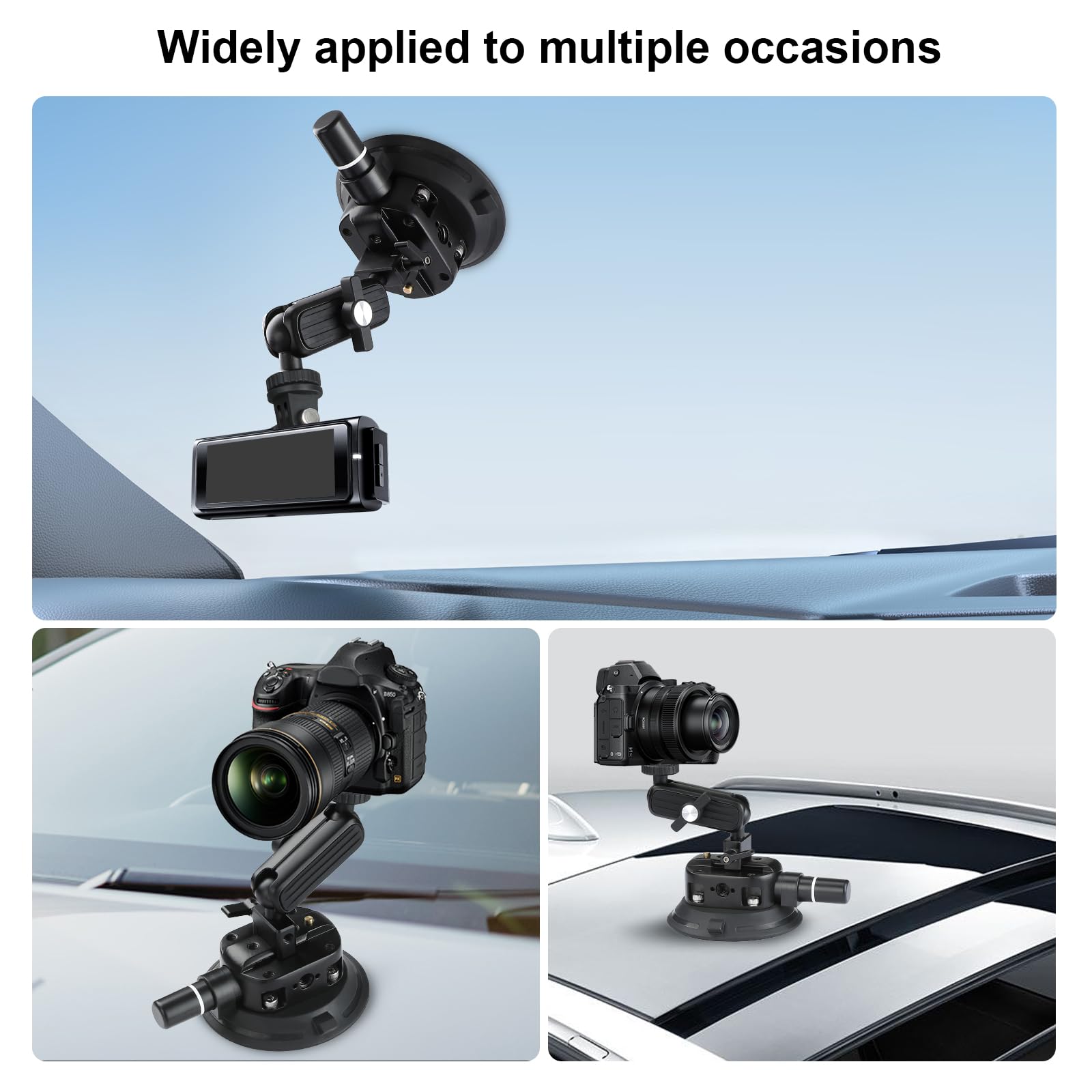 Taisioner Camera Suction Cup Mount 4.5In Pump-Actived Vacuum Suction Mount With Ball Headquick Release Magic Arm Metal Suction Cup Mount On Car Boat Windshield Window Camera/Action Camera/Phone Holder
