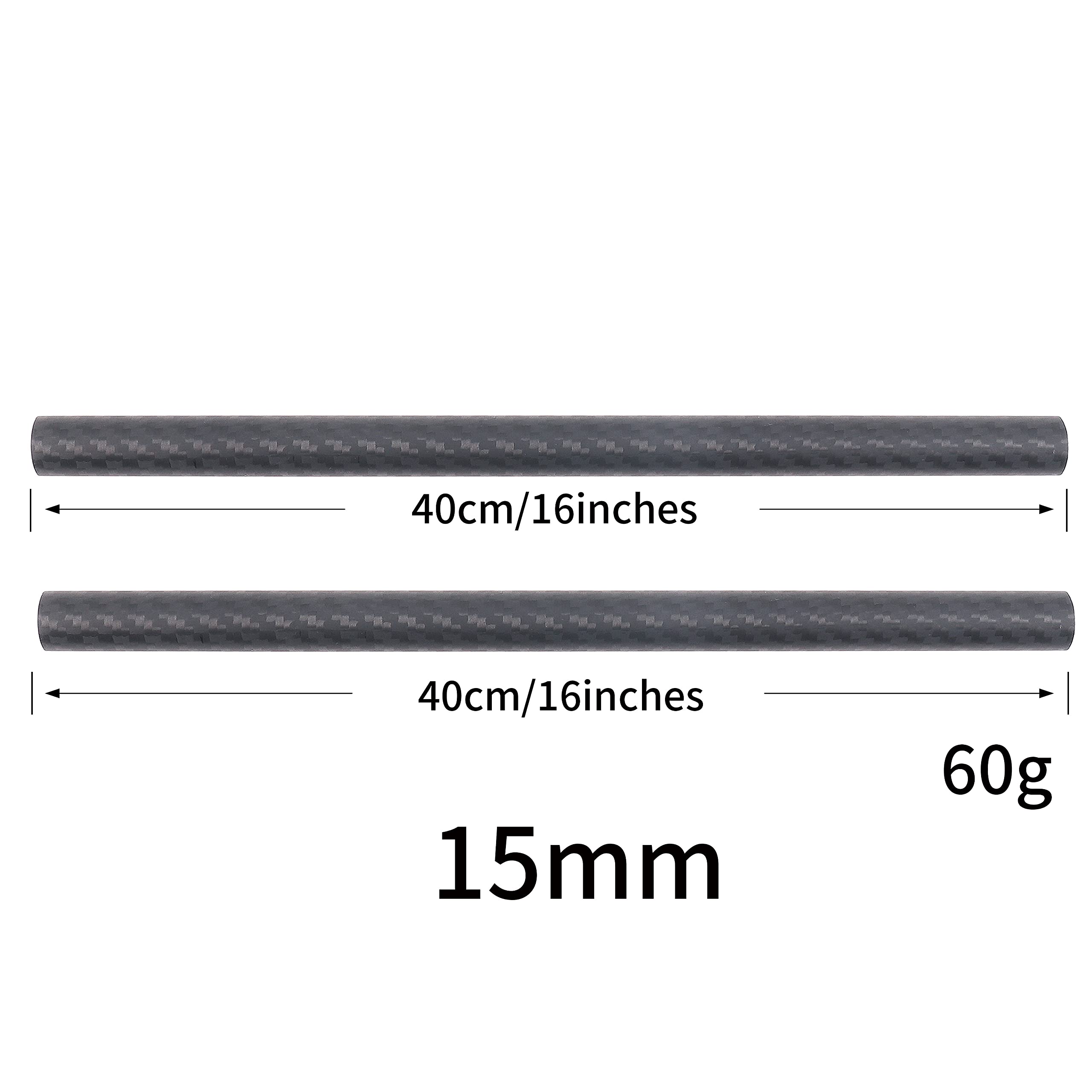 Foto4Easy 16 Inch 15Mm Carbon Fiber Rod For 15Mm Rail Rod Support System Matte Box Follow Focus - Pack Of 2