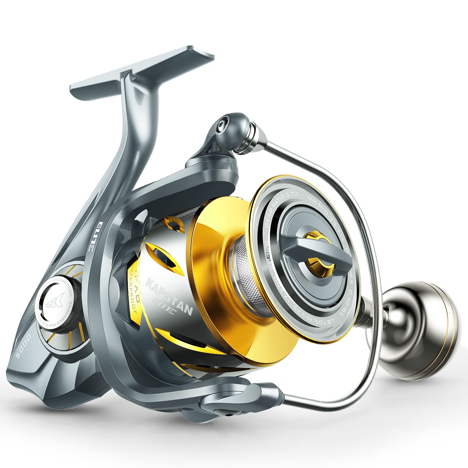 Kastking Kapstan Elite Spinning Reel,Saltwater Fishing Reel,Size 3000 & Kong Fishing Rod, Spinning Rod 2 Pc 7'6" Mh