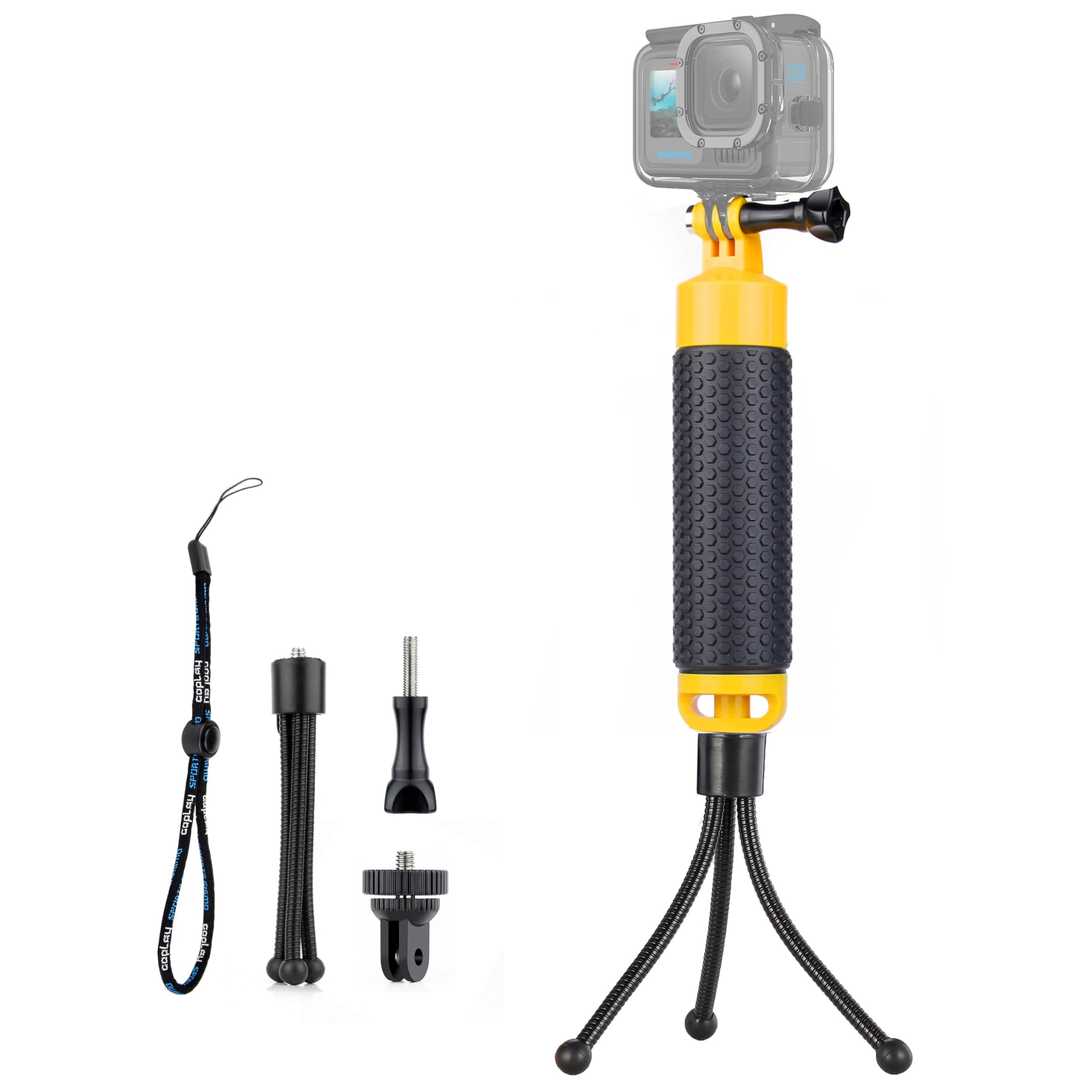 Gepuly Floating Hand Grip With Mini Tripod Stand Monopod Waterproof Selfie Stick For Insta360 Gopro Hero 13 12 11 10 9 8 7 6 5 4 3, Max, Akaso Dji Handle Mount Accessories For Action Camera Underwater
