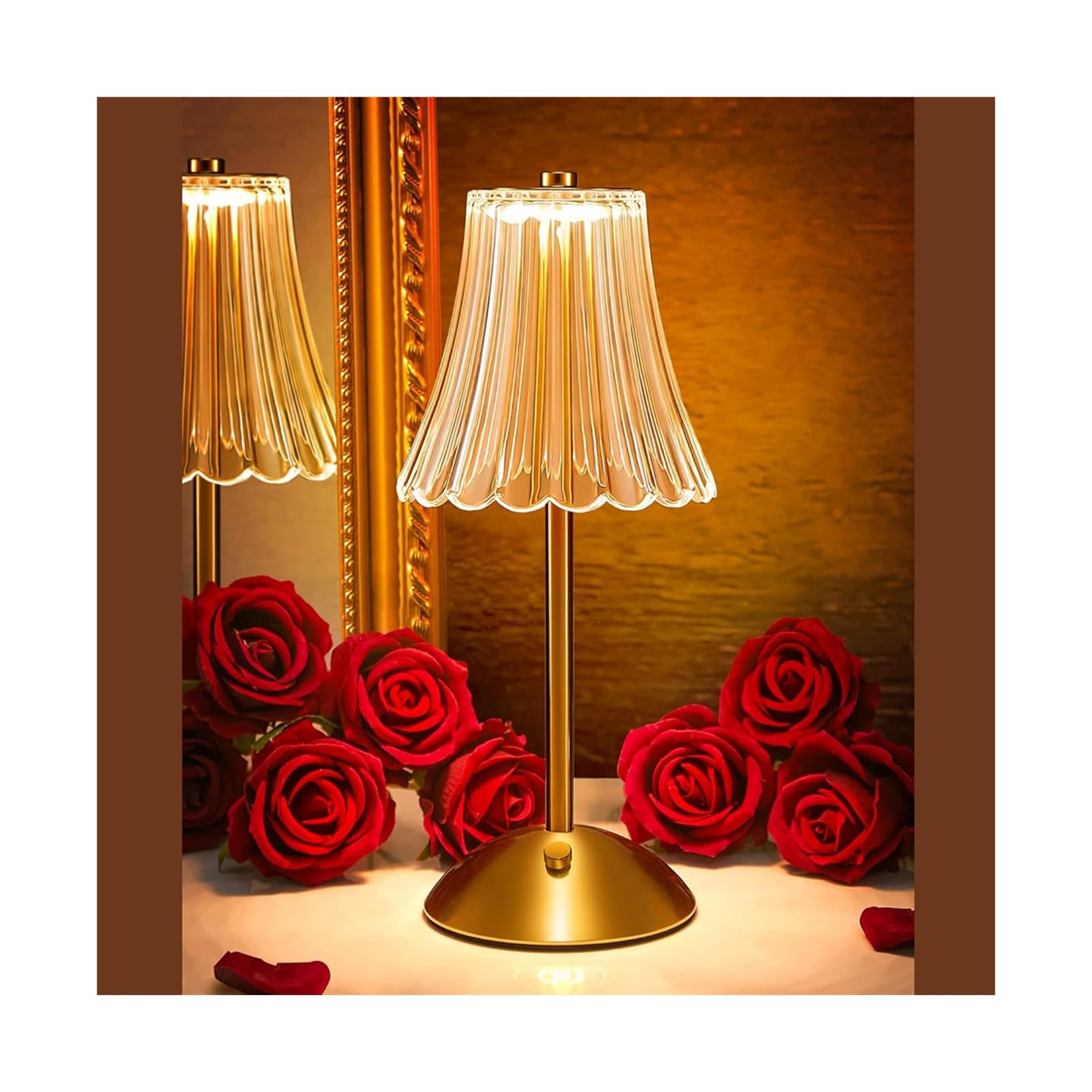 Pomya Vintage Lamp Flower Lamp, Bedside Small, 3 Colors Nightstand Light, 1200Mah Rechargeable Cordless Vintage Lamp For Home Decor For Bedroom Living Room, Mother'S Day