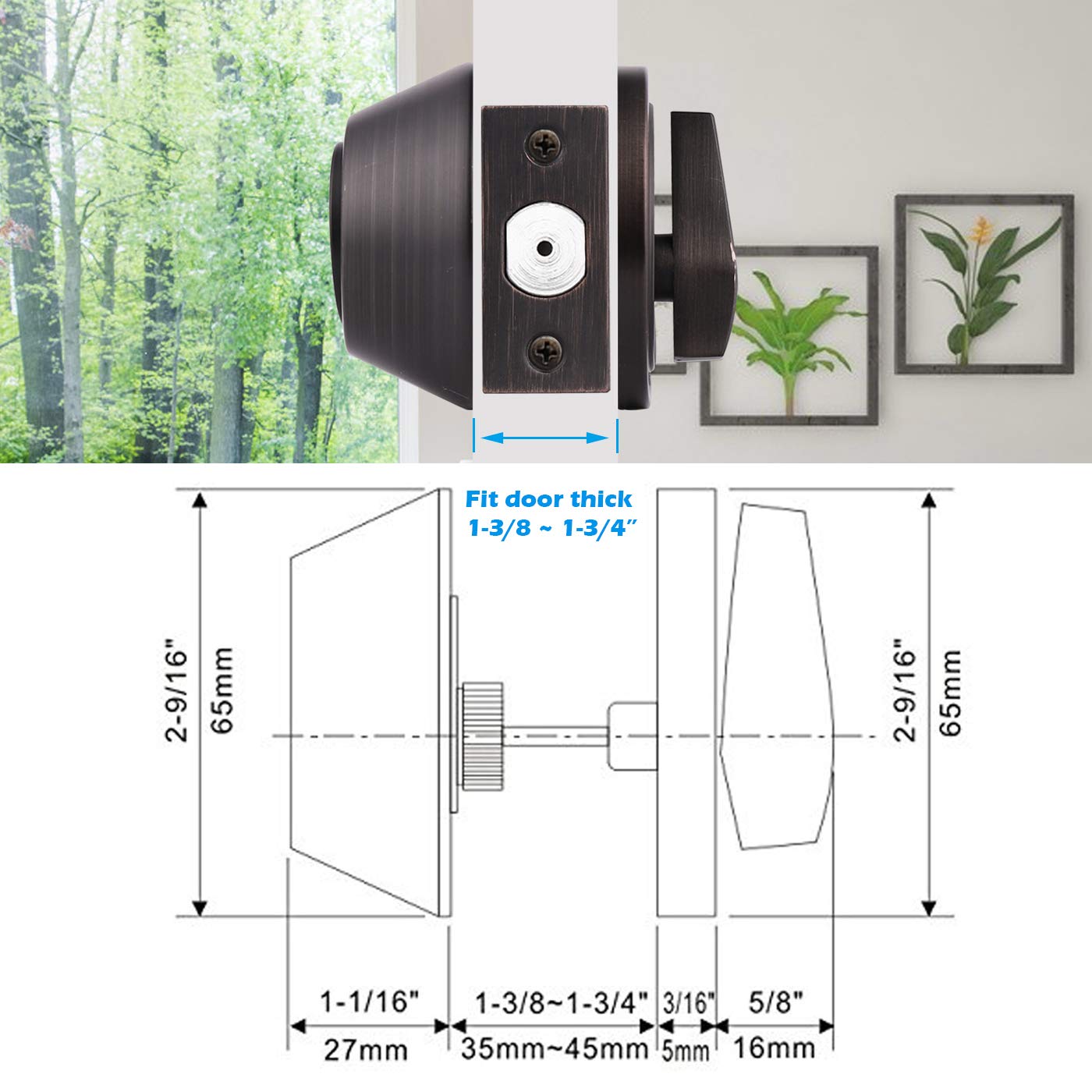 Gobrico 2 Keyed Alike Single Cylinder Deadbolts Door Lock With Same Key Oil Rubbed Bronze Finished