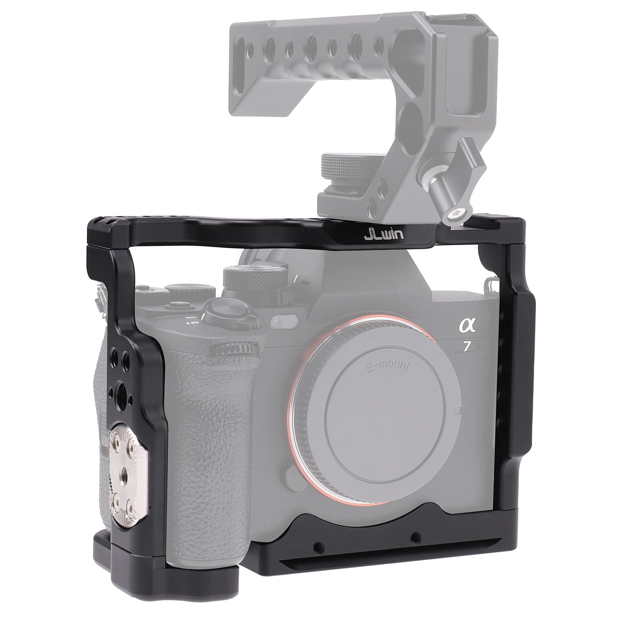 Focusfoto Camera Cage Video Filmmaking Stabilizer Rig Aluminium Alloy Extension Frame With Cold Shoe And 1/4" 3/8" Screw Mouting For Sony Alpha 7 Iv, Ilce-7M4, A7M4, A7 Mark Iv, Α7Iv Mirrorless Camera