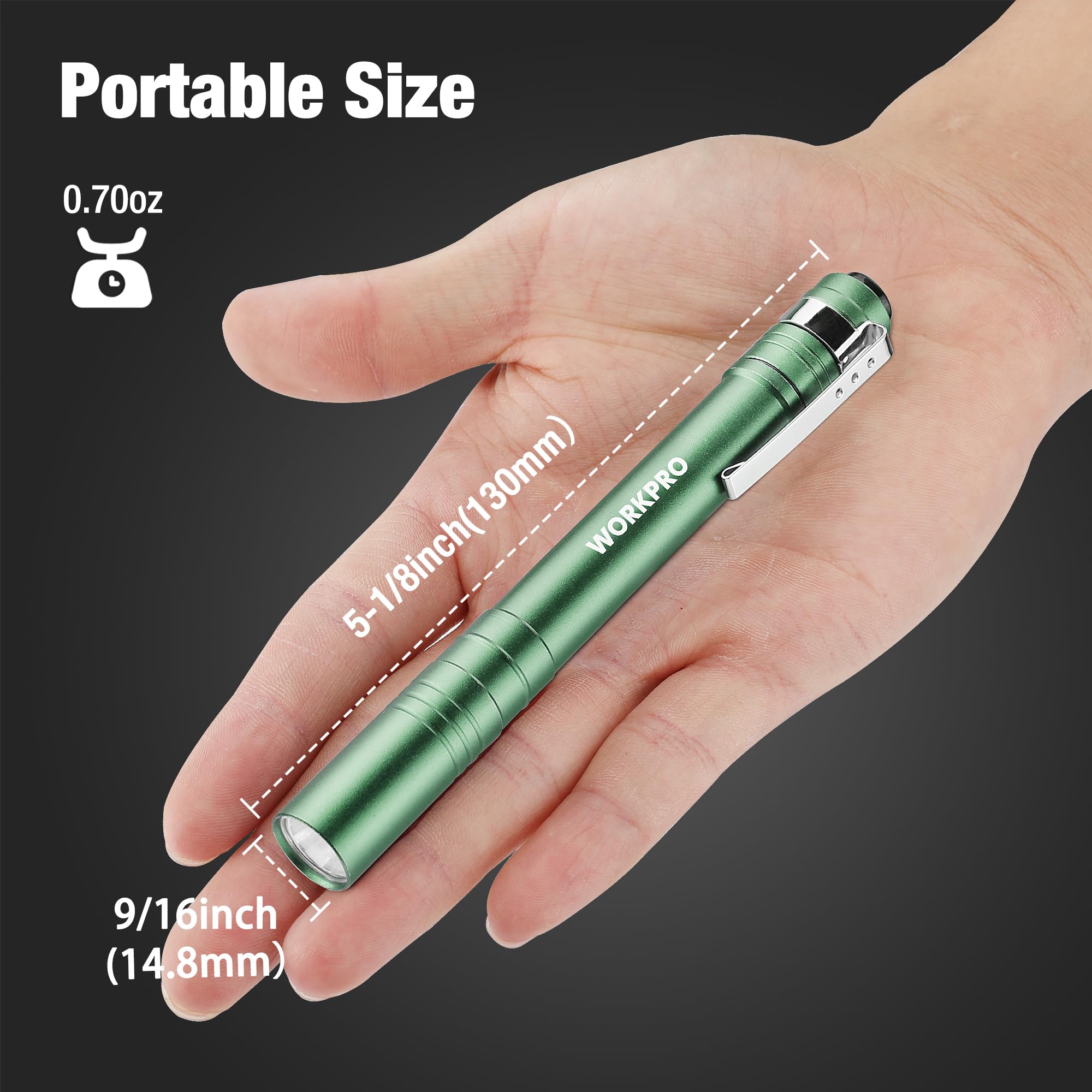 Workpro 4 Pack Pink Pen Light Set & 4 Pack Green Pen Light Set