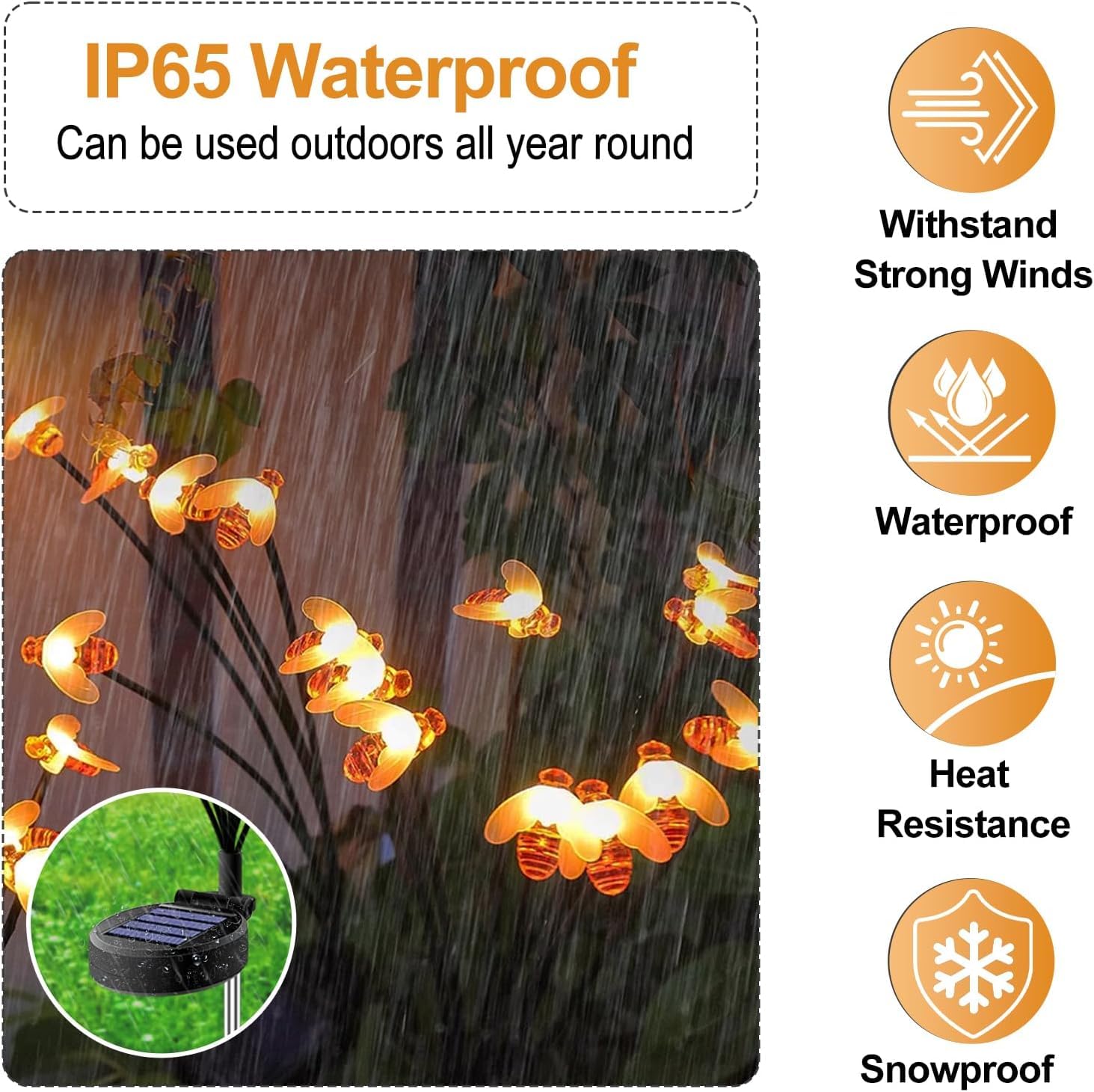 Hflyjpyw Solar Garden Lights - 2 Pack 16Led Solar Bee Firefly Lights With 2 Lighting Mode, Sway By Wind, Waterproof Solar Decorative Outdoor Lights For Yard Patio Walkway Decoration, Warm White