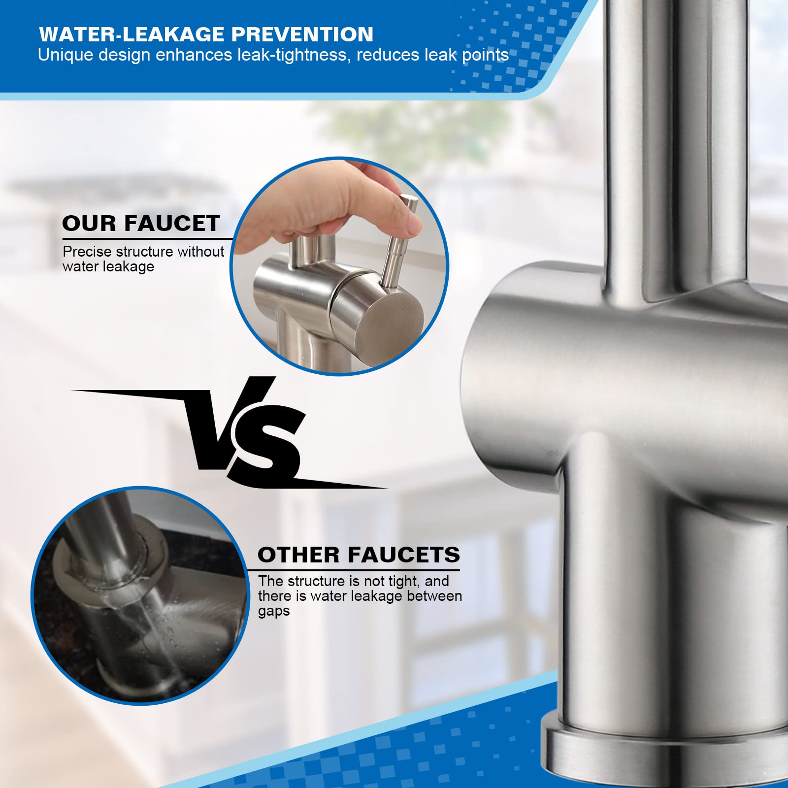 Vfauosit Commercial Kitchen Faucet, Kitchen Faucet With Pull Down Sprayer, Single Handle Kitchen Sink Faucet With Pot Filler, Brushed Nickel Stainless Steel Spring Sink Faucet