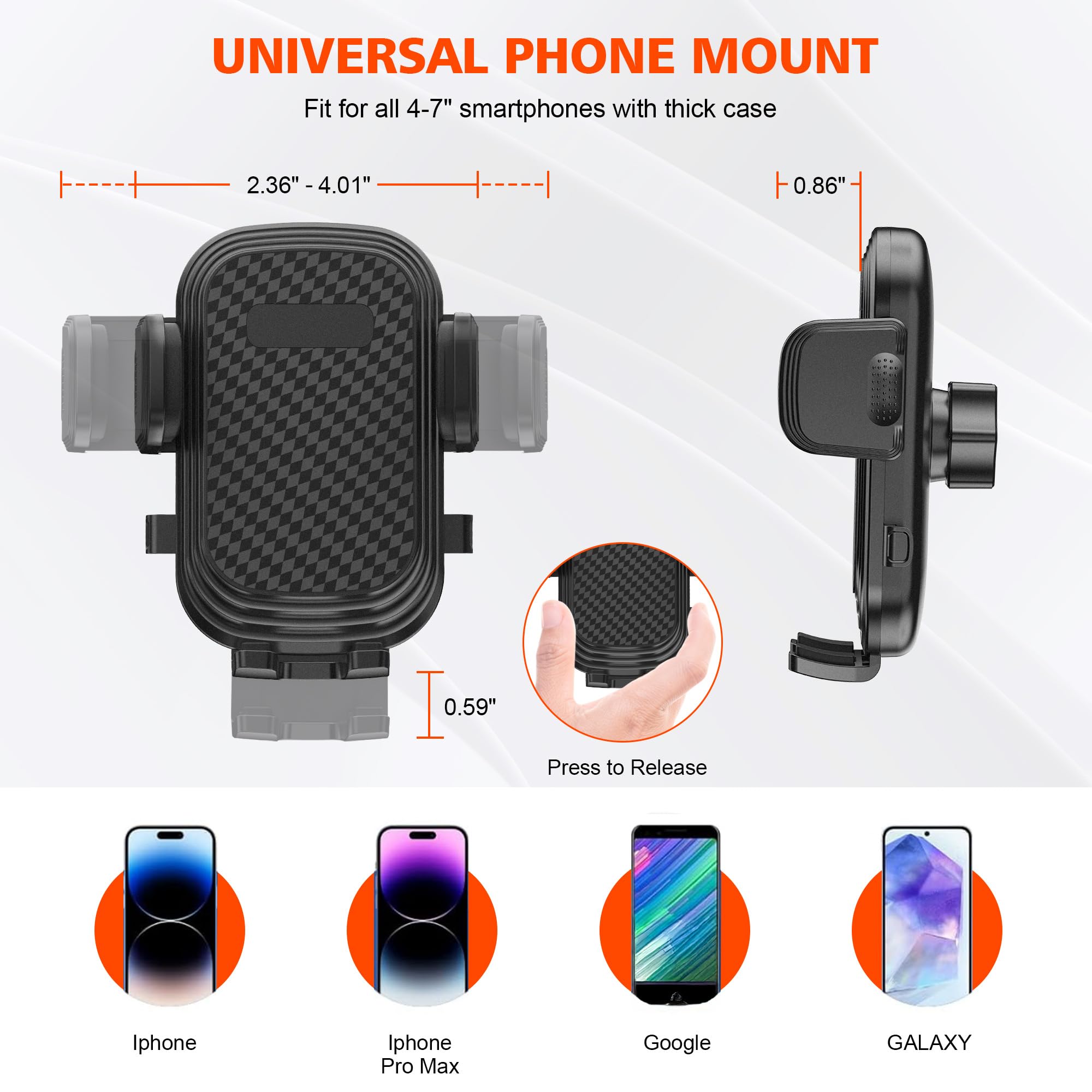 Edkcxb lest 2 In 1 Phone Mount For Car Cup Holder With Adjustable Base, Phone Holders For Car Cupholder, No Shaking 360° Flexible Neck Phone Mount For All 4-7” Smartphones, Cup Holder For Most Bottles