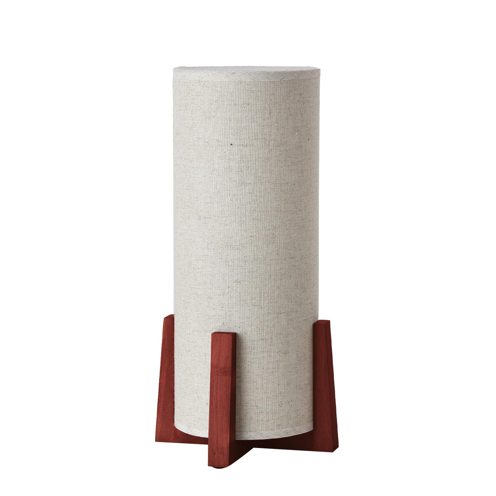 Kunjoulam Modern Small Table Lamps, Nightstand Lamp With Linen Fabric Shade, 13.9" Cylinder Bedside Table Lamp For Bedroom, Cafe, Living Room Home Decor