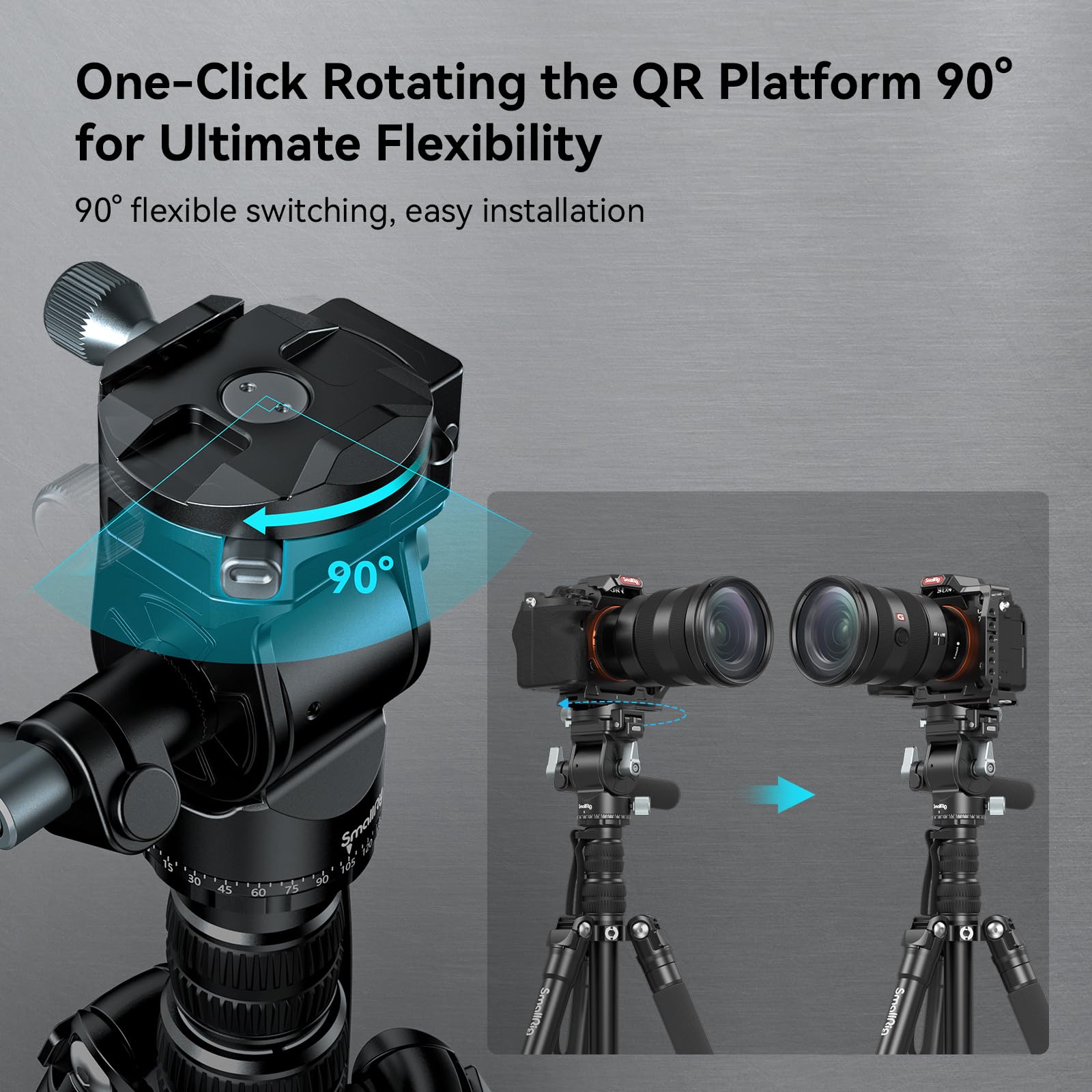 Smallrig Ct195 Video Tripod Kit, 73" Camera Tripod With Pan Tilt Fluid Head For Vertical/Horizontal Shooting, Max Load 15Kg / 33Ibs For Camcorder, Mirrorless, Dslr - 4307