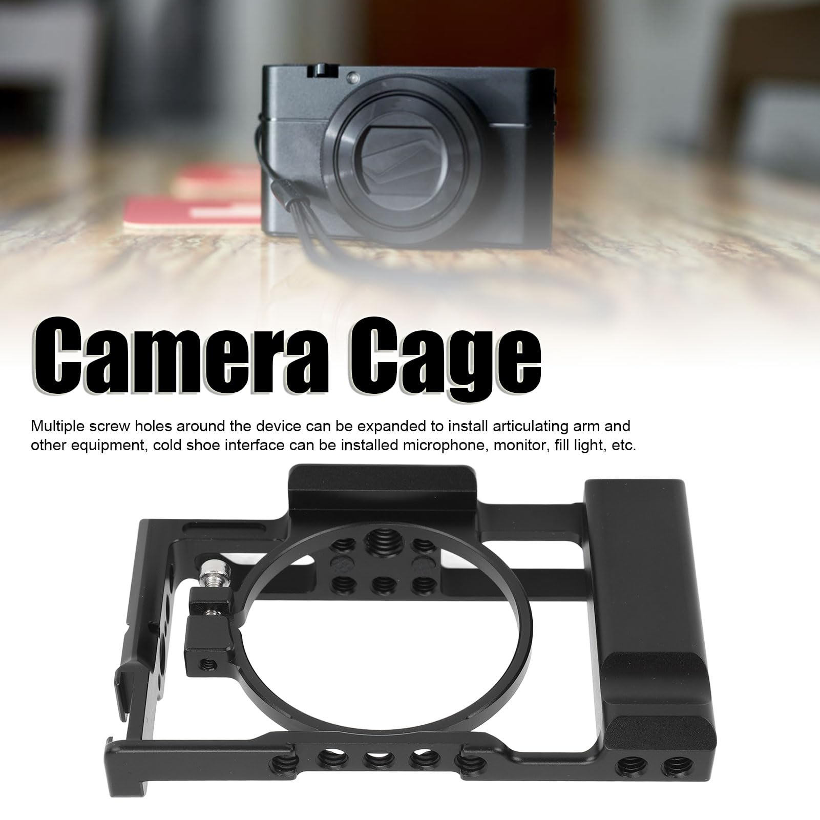 Gowenic Camera Cage, Aluminum Hollow Video Camera Rig With Cold Shoe Interface, Compatible With Rx100 M1 M2 M3 M4 M5 M6 M7 Cameras