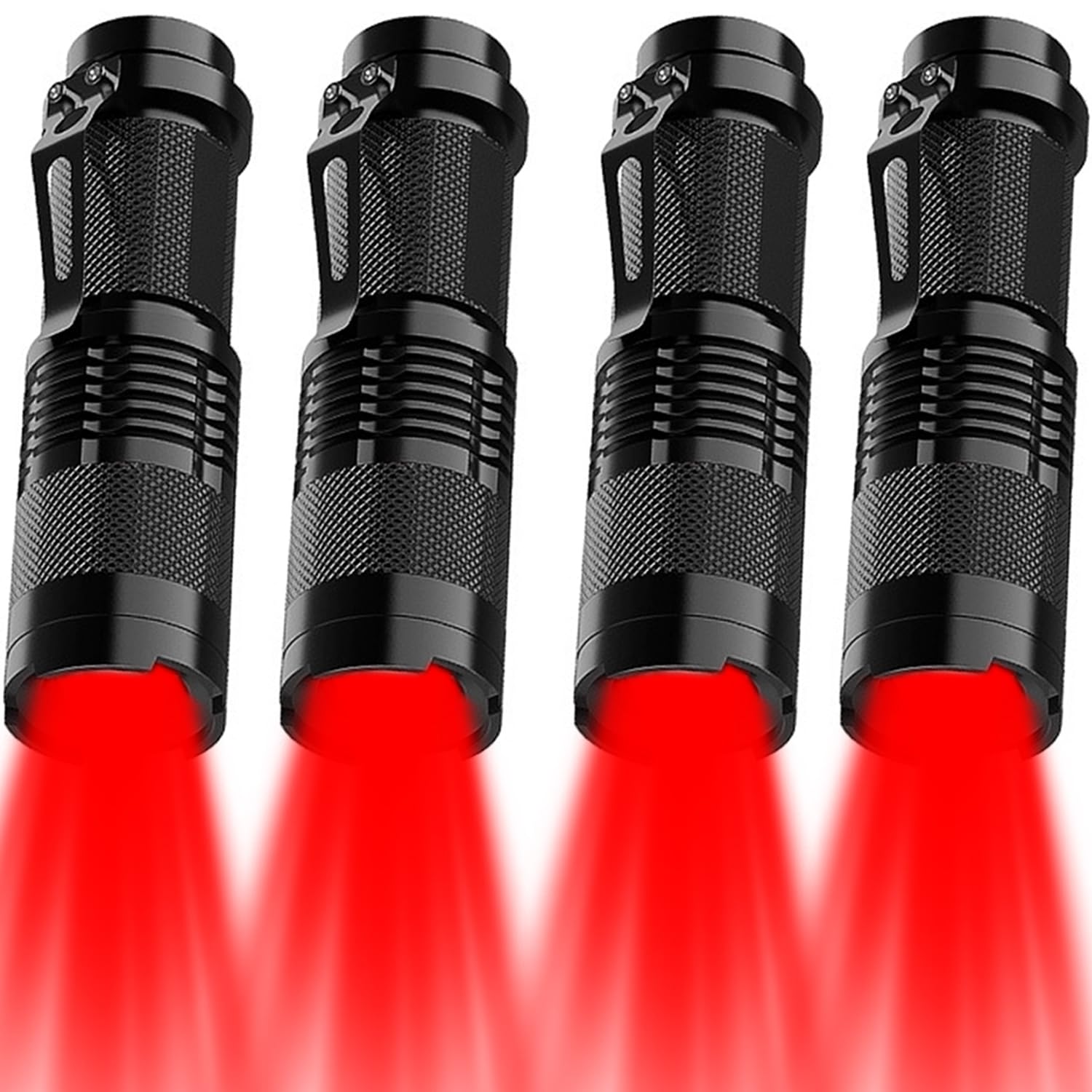 Mviocs Red Light Flashlight, Led Red Light, Powerful Red Led Flashlights With Clip For Hunting, Astronomy, Night Observation And Outdoor Activities (4 Pieces)