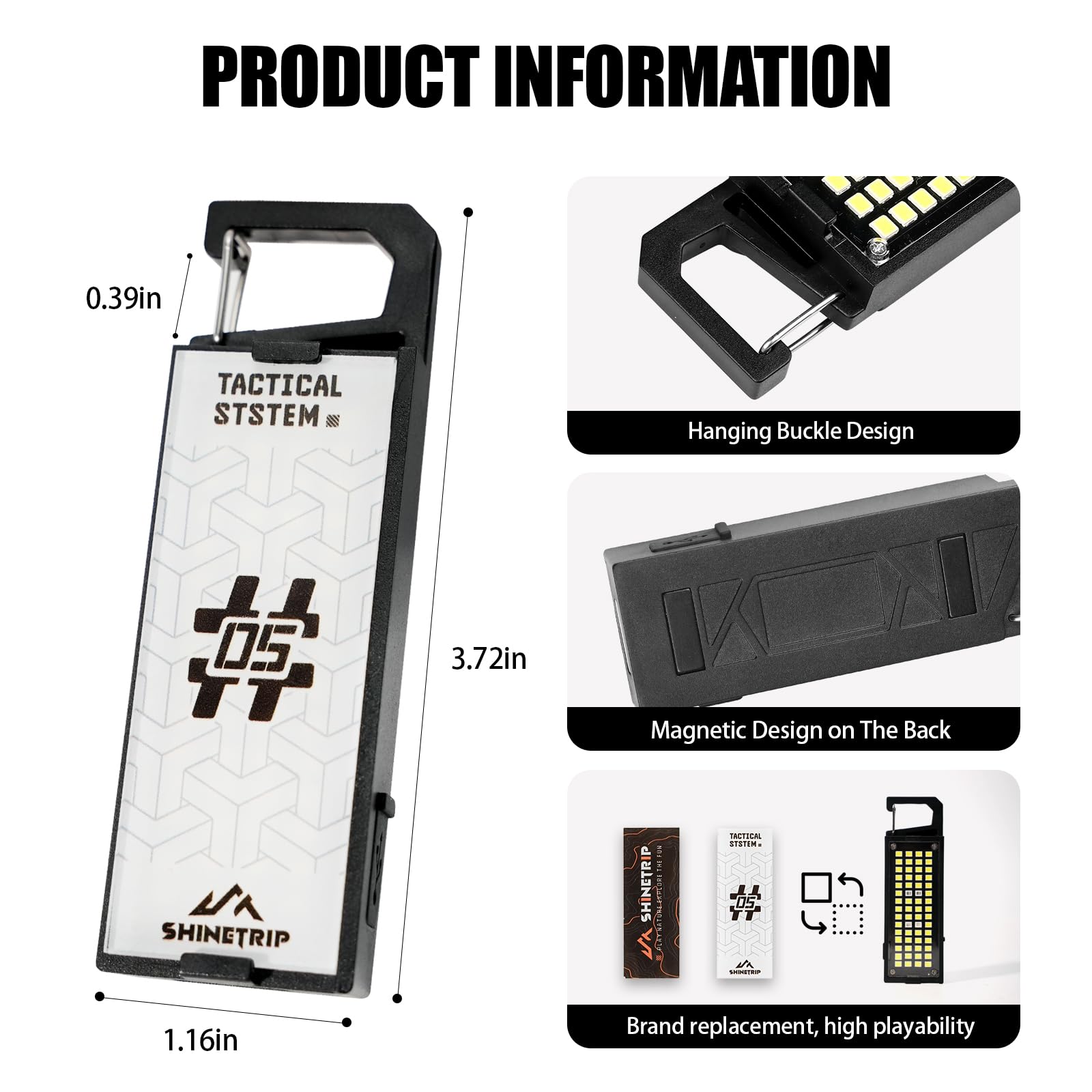Alpcraft Rechargeable Keychain Flashlight, Utility Edc Flashlight, Multi-Use Survival Led Light With Carabiner Clip, Compact Pocket Camping Magnetic Warning Ligh For Emergency, Cycling, Replaceable Diy Card