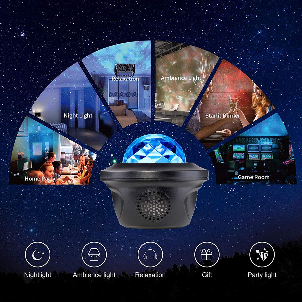 Ludyhevy Galaxy Projector For Bedroom, Star Projector With Music Sync Lighting Effects, Bluetooth Speaker, Remote Control Galaxy Light, Timer Night Light, Sky Light Projecter For Room Decor