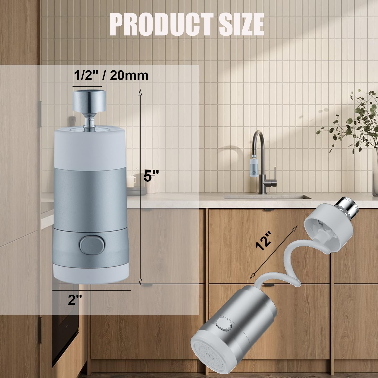 Lagwiuy Kitchen Faucet Sprayer Attachment, Kitchen Faucet Head Replacement, Anti-Splashing Faucet Head For Kitchen Sink, Pull Down Kitchen Faucet Head Replacement With Stretchable Hose,White
