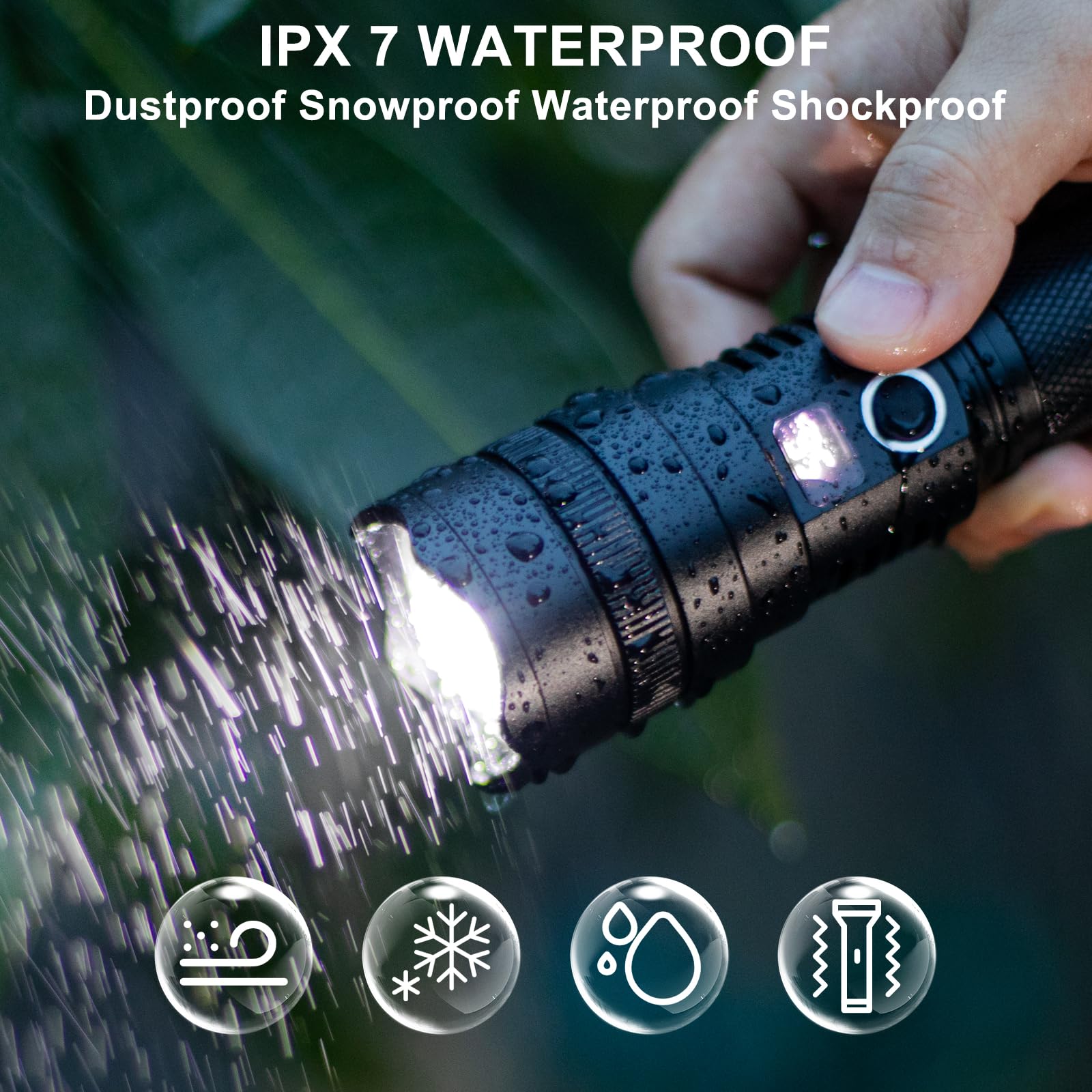 Gisaev Rechargeable Led Flashlights High Lumens: 3,500 Lumens Super Bright Powerful Flash Lights With Digital Display, 5 Modes, Ipx6 Waterproof Utility Flashlight