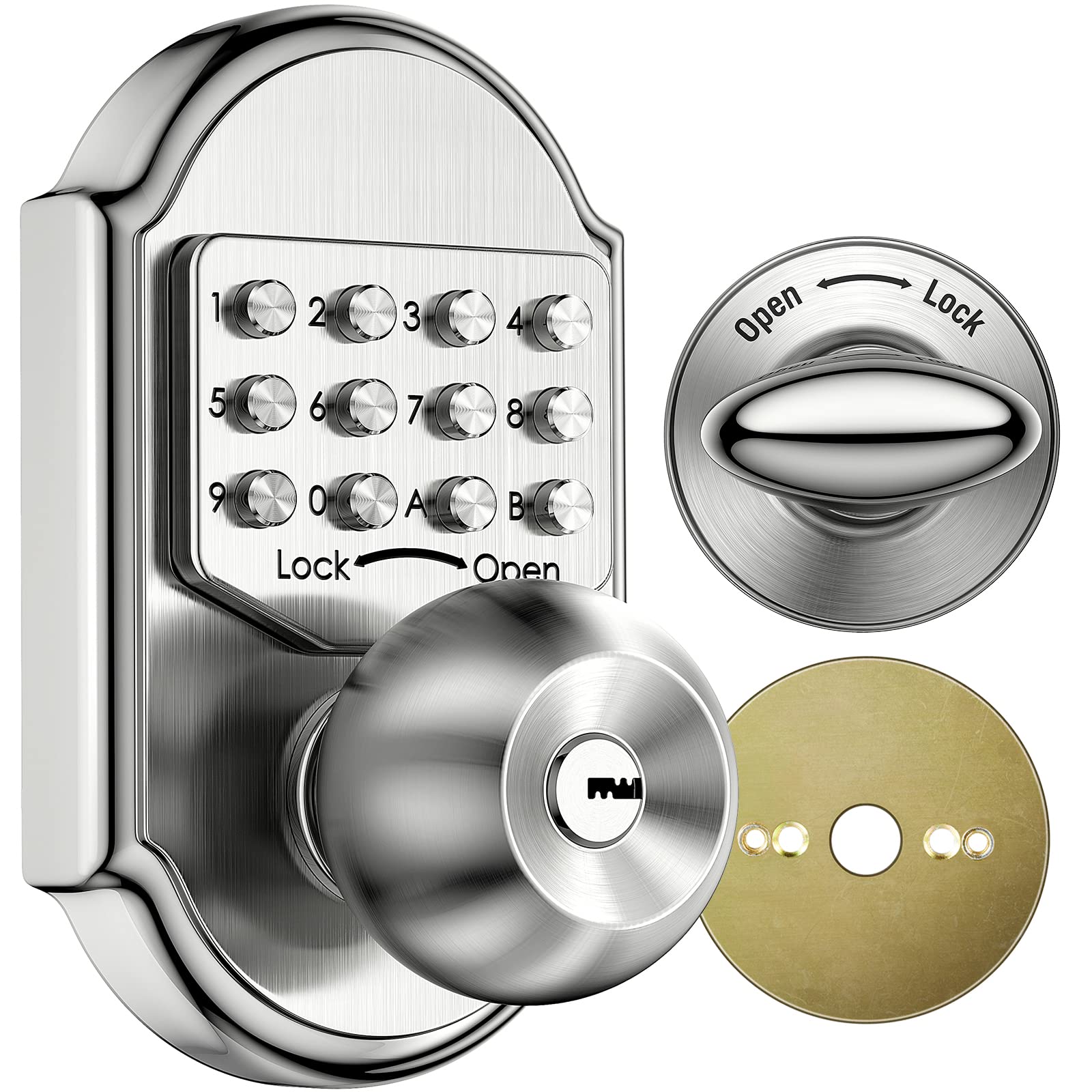 Megaflint Keyless Entry Keypad Deadbolt Door Lock 304 Stainless Steel 100% Mechanical - No Risk Of Low Powe Keypad Door Lock