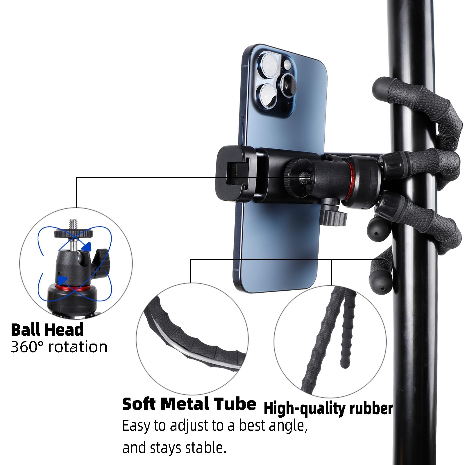 Fpn Mini Cell Phone Tripod, 3 In 1 Flexible Phone Tripod With Wireless Remote For Video Recording Vlogging Selfie, Portable Small Tripod Stand Compatible With Iphone, Samsung, 4.7''-7'' Phones