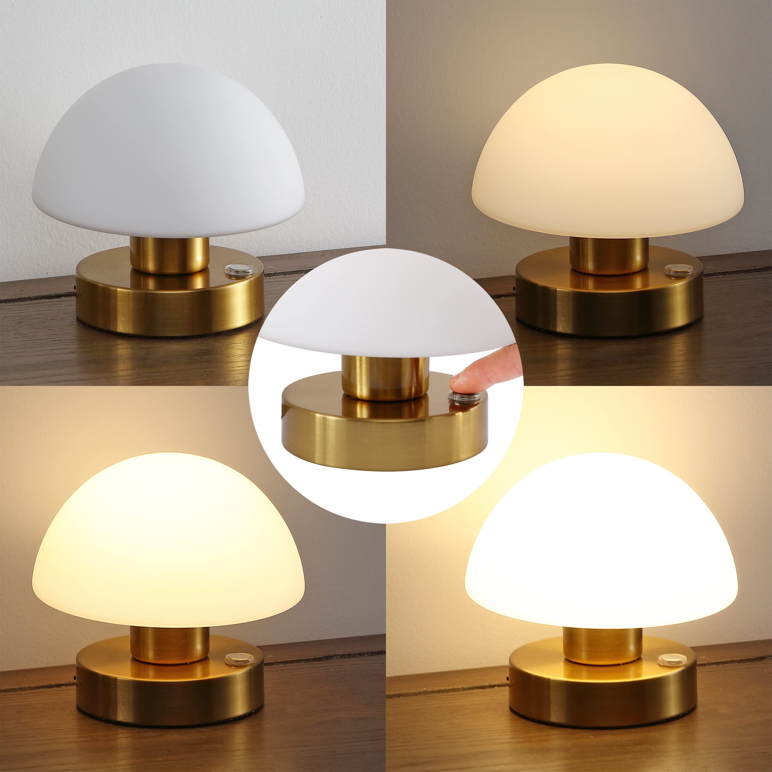 Jonathan Y Jyl7113C Zoe 5.75" Modern Minimalist Iron Rechargeable Integrated Led Table Lamp Contemporary Bedside Desk Nightstand Lamp For Bedroom Living Room Office, Brass Gold/White