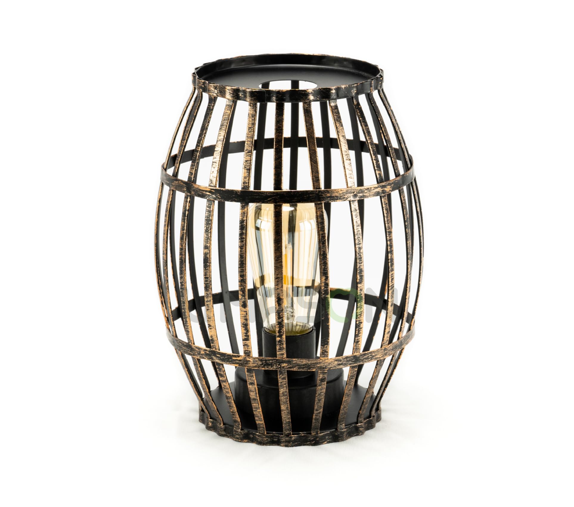 Limason Wine Barrel Shaped Table Lamp With Warm White Led Light, Battery Powered, Gold Finish
