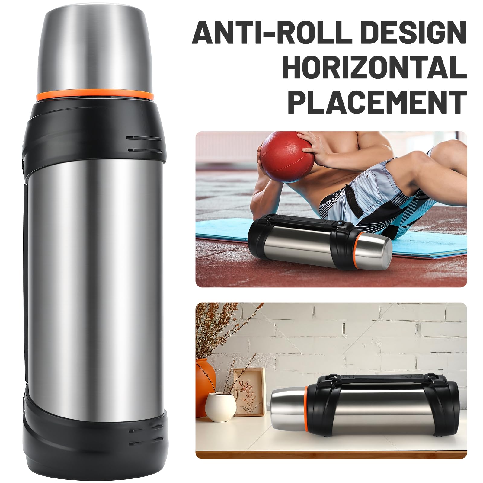 Large Thermosflask- 85Oz Stainless Steel Insulated Bottle For Travel With Cup - 2.5L