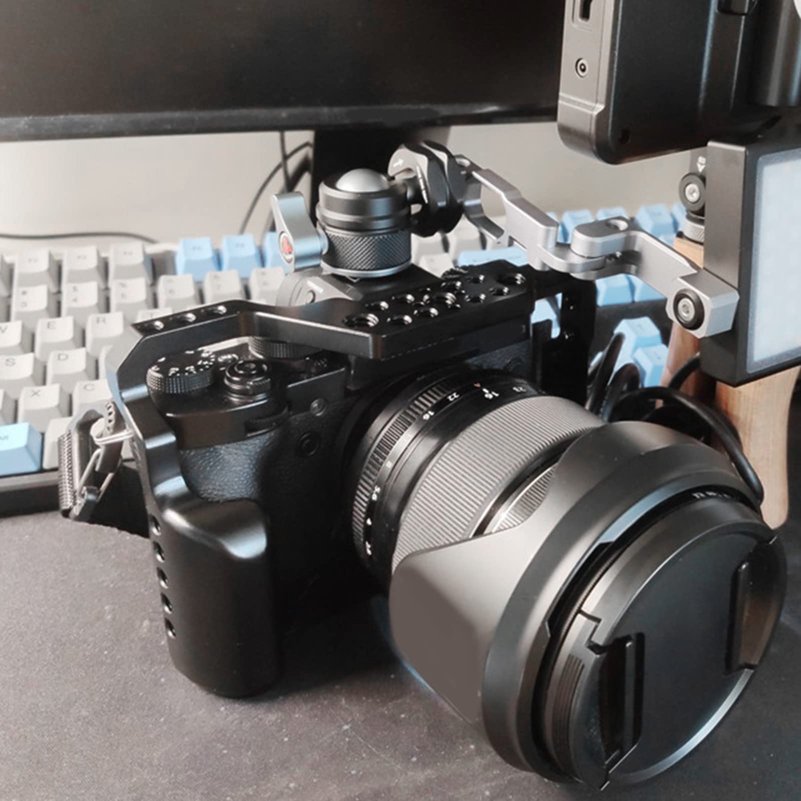 Pomya Dslr Rig Cage For Aluminium Alloy Protective Cage Stabilizer Frame With 1/4 3/8 Screws Hole And Cold Shoe Mount For Microphone, Led Light