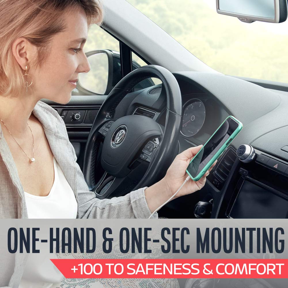 Caw.Car Accessories Universal Car Phone Mount Magnetic - All-Metal Iphone Car Mount For Any Smartphone Or Gps - Truly One-Handed Cell Phone Holder For Car Dashboard