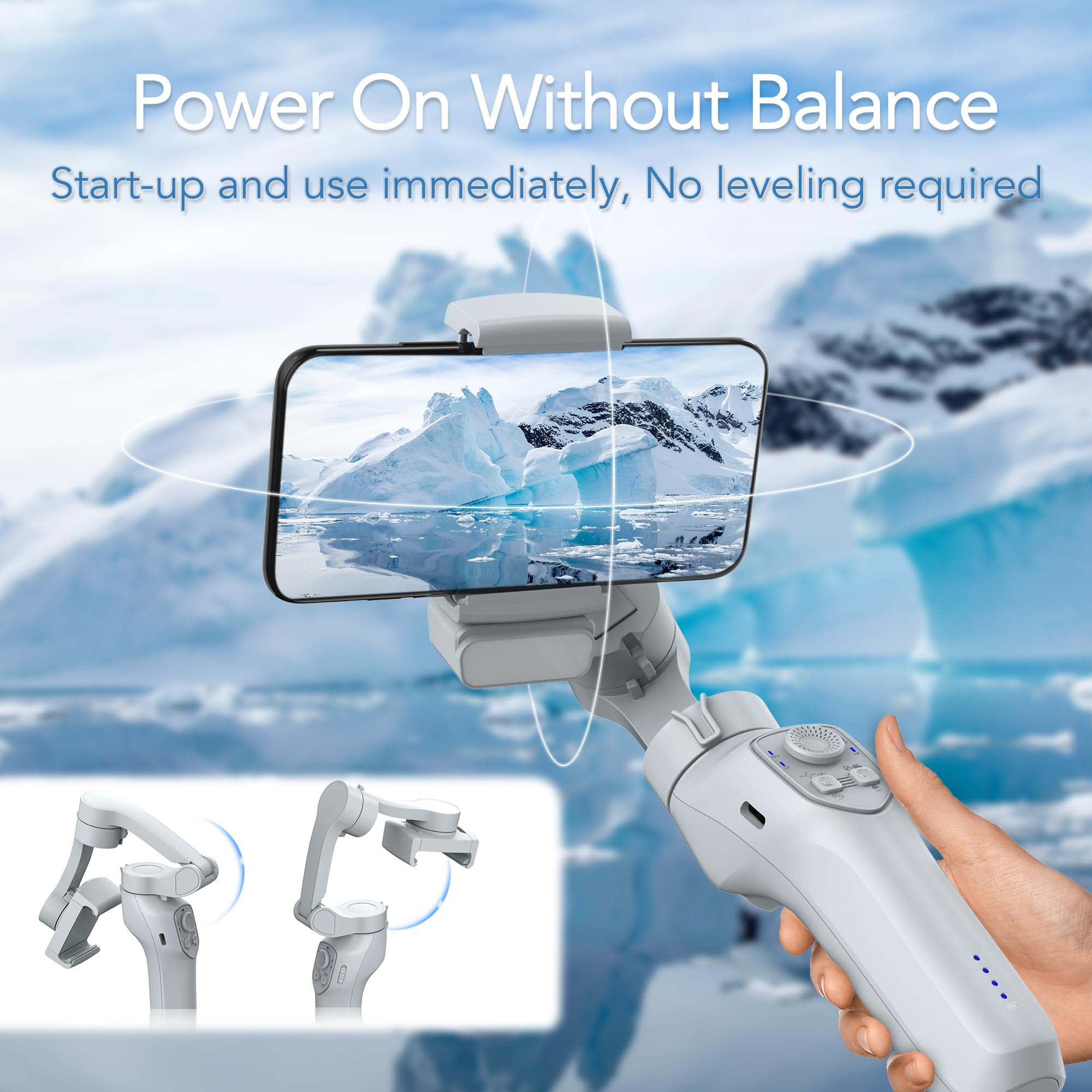 Jcrobot Isleeky L7C Plus 3-Axis Phone Gimbal Stabilizer With Adjustable Fill Light For Smartphone Video Recording, Android & Iphone, Tiktok Youtube Vlogging Kit