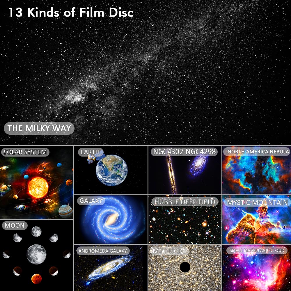 Ausyle Star Projector - 360 Galaxy Night Light With 4K Replaceable Discs For Kids & Adults