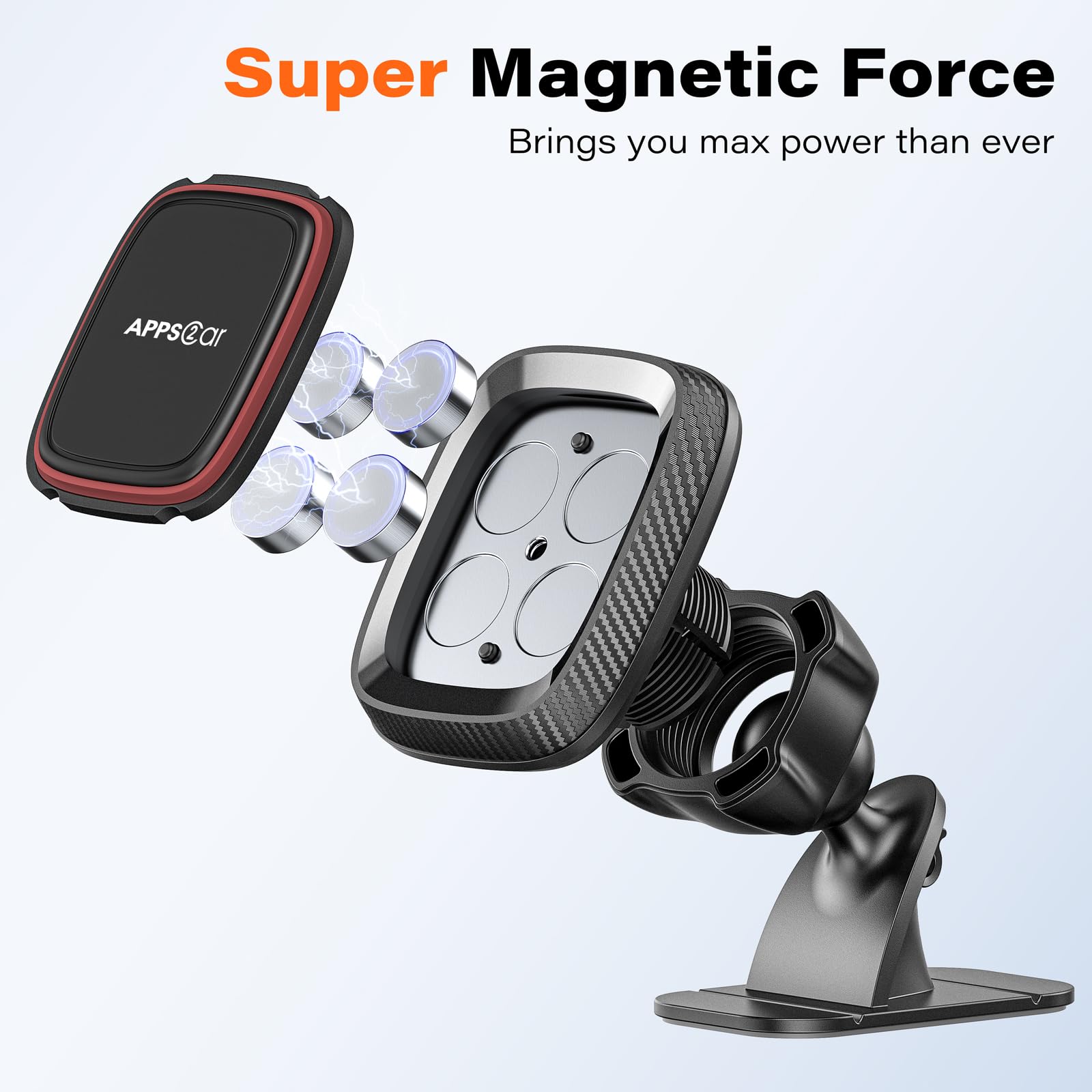 Apps2Car [2 Pack] Magnetic Phone Holder For Car, [Super Strong Magnet] Phone Mount For Car, Dashboard Magnetic Car Phone Holder Mount With Strong Vhb Adhesive Mounting, Compatible With Iphone, Samsung