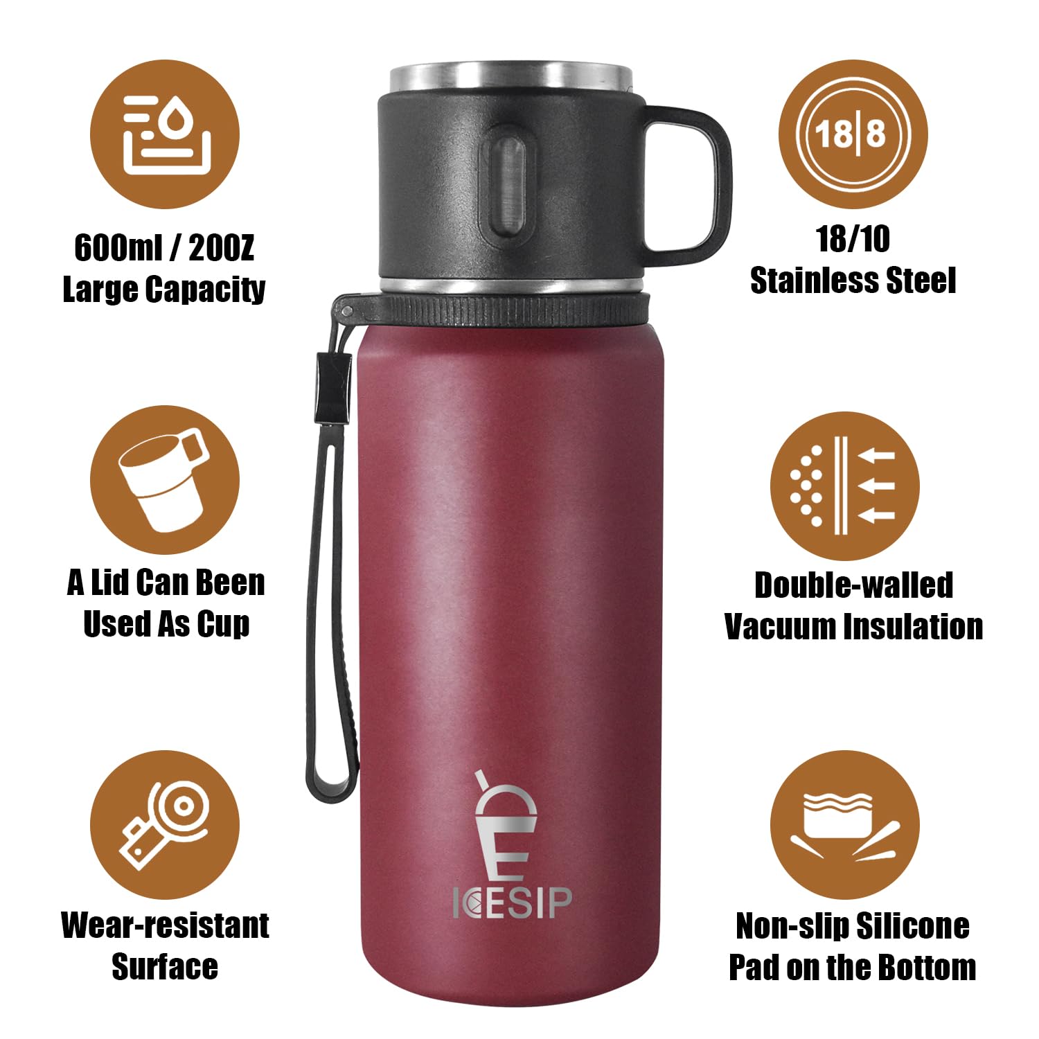 Stainless Steel Insulated Bottle, 27Oz With Cup Vacuum Insulated Water Bottle