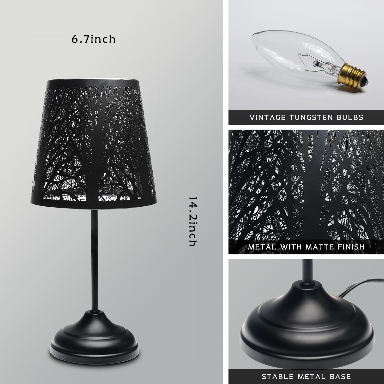 Timeflies Table Lamp With Dimmer, 3 Levels Dimmable Touch Switch, Black Shadow Table Lamp, Cool Night Light For Kids, Bedroom Nightstands Lamp, Lamp For Living Room End Tables
