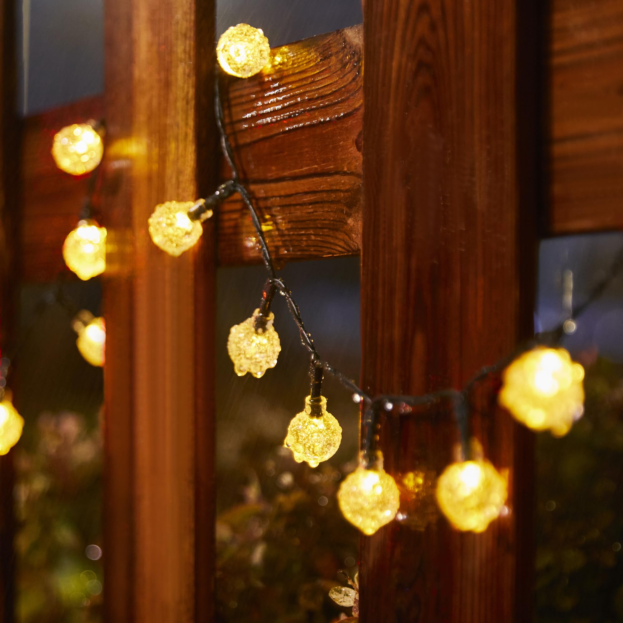 Flechllary Solar String Lights For Outside, Crystal Globe Lights With 8 Modes, Solar String Lights Outdoor Waterproof For Garden Tree Patio Party Christmas Decorations (Warm White)