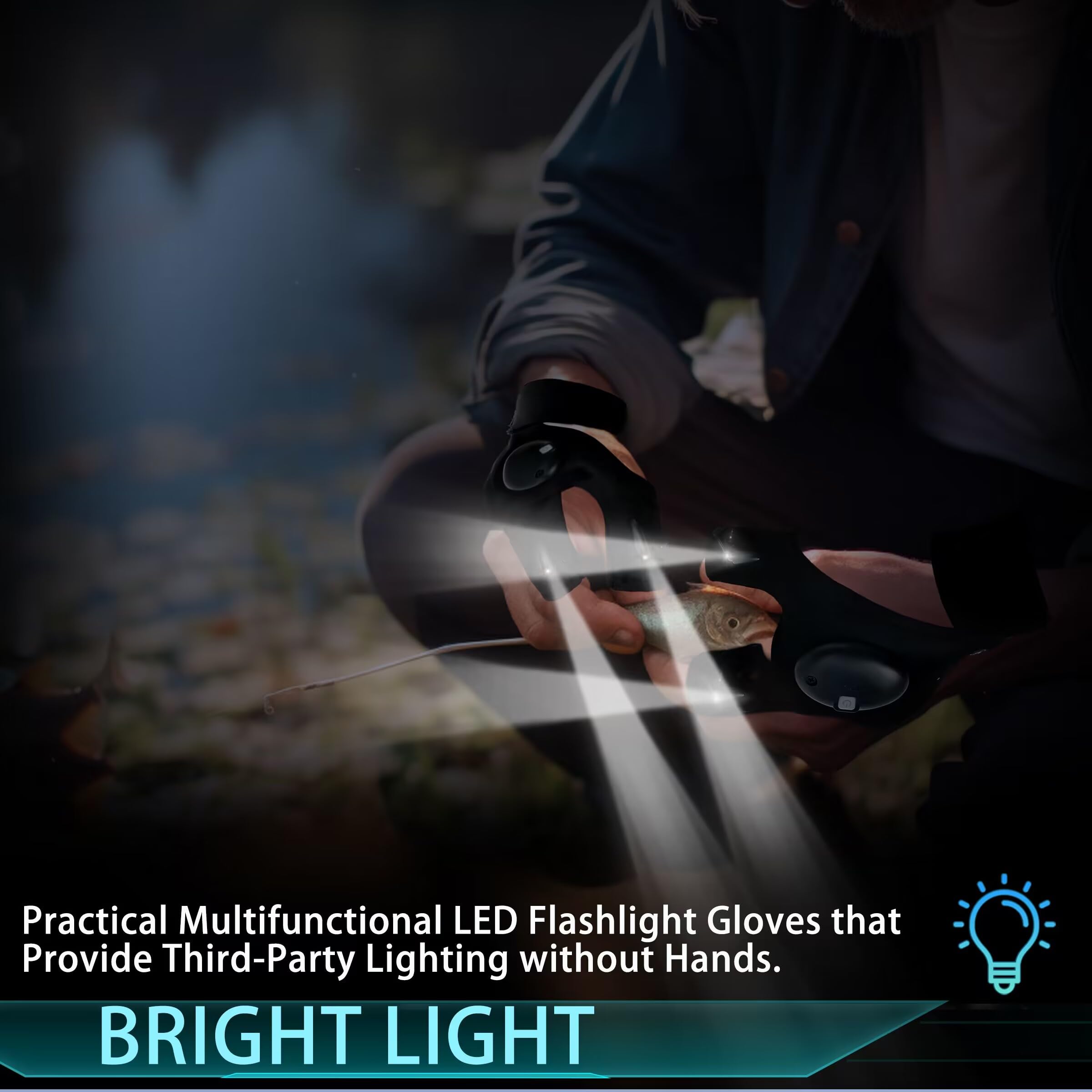 Lucdnc Led Flashlight Gloves  For Men Christmas  Stocking Stuffers For Adults Cool Gadget Hands- Lights Tools For Fishing Camping Repairing Unique Men Birthday
