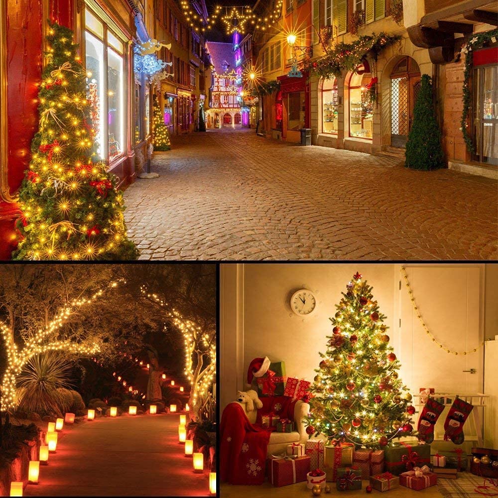 Mzd8391 78Ft 240 Led Christmas Lights Usb And Batteries Powered Waterproof Christmas Tree Lights Outdoor Indoor Decorations, Warm White