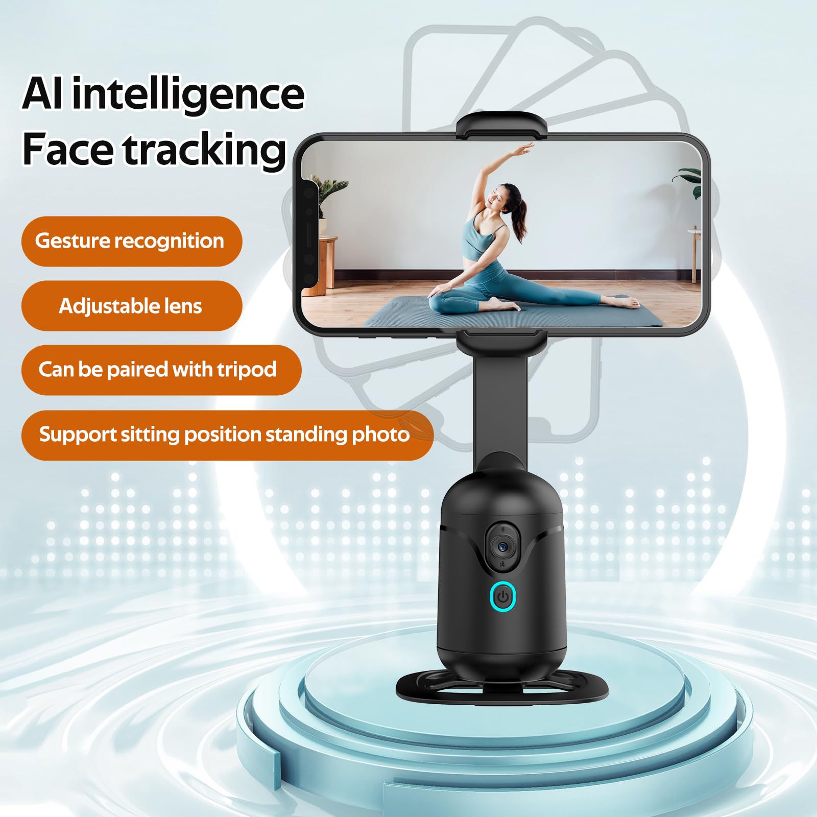 Rupital Auto Face Tracking Tripod 360 Rotation With Stand-No App, Phone Camera Stand With Remote And Gesture Control, For Live Video Recording Tiktok