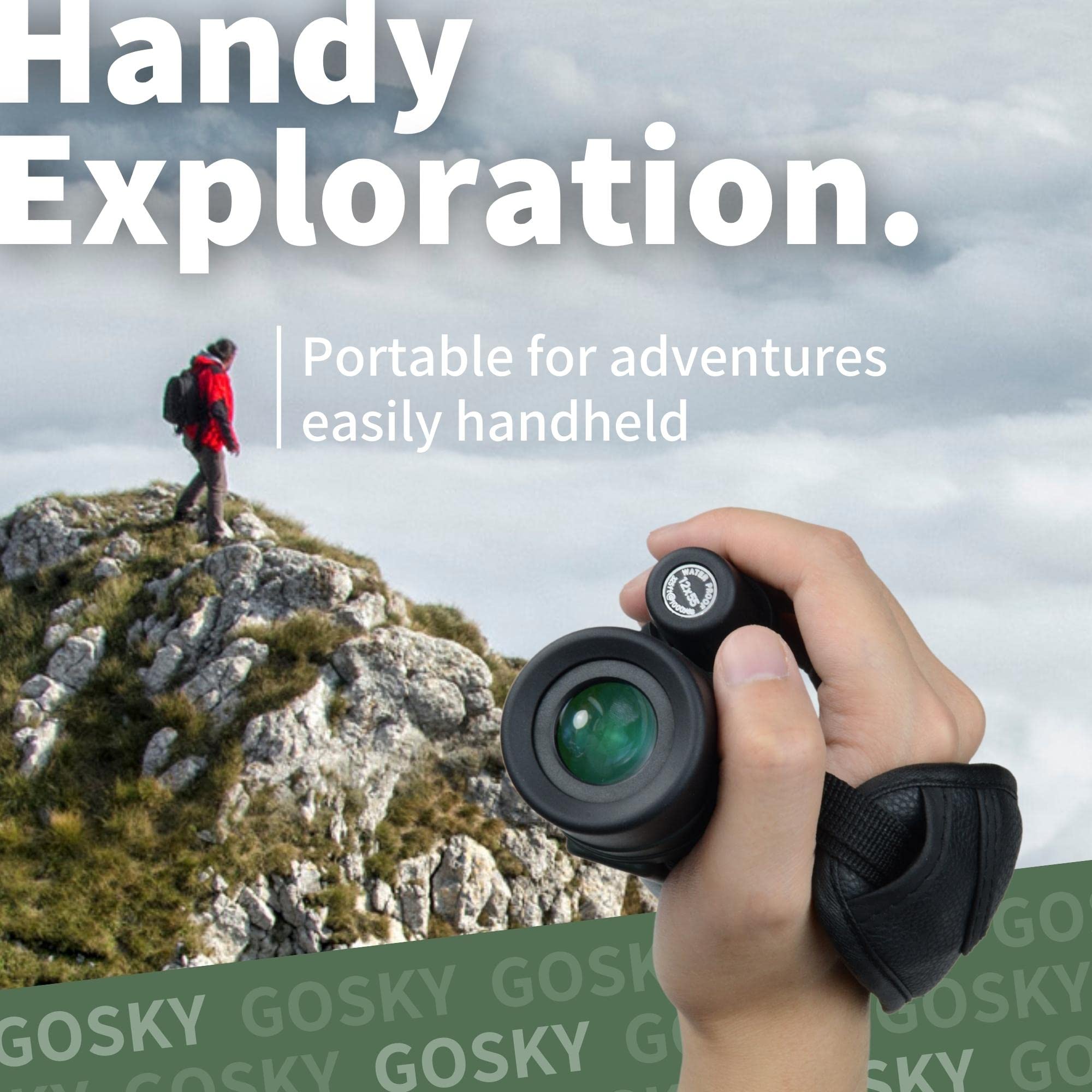 Gosky 12X55 Hd Monocular Telescope With Bak4 Prism & Fmc Lens, Lightweight With Smartphone Adapter - For Bird Watching, Hunting, Hiking, Traveling