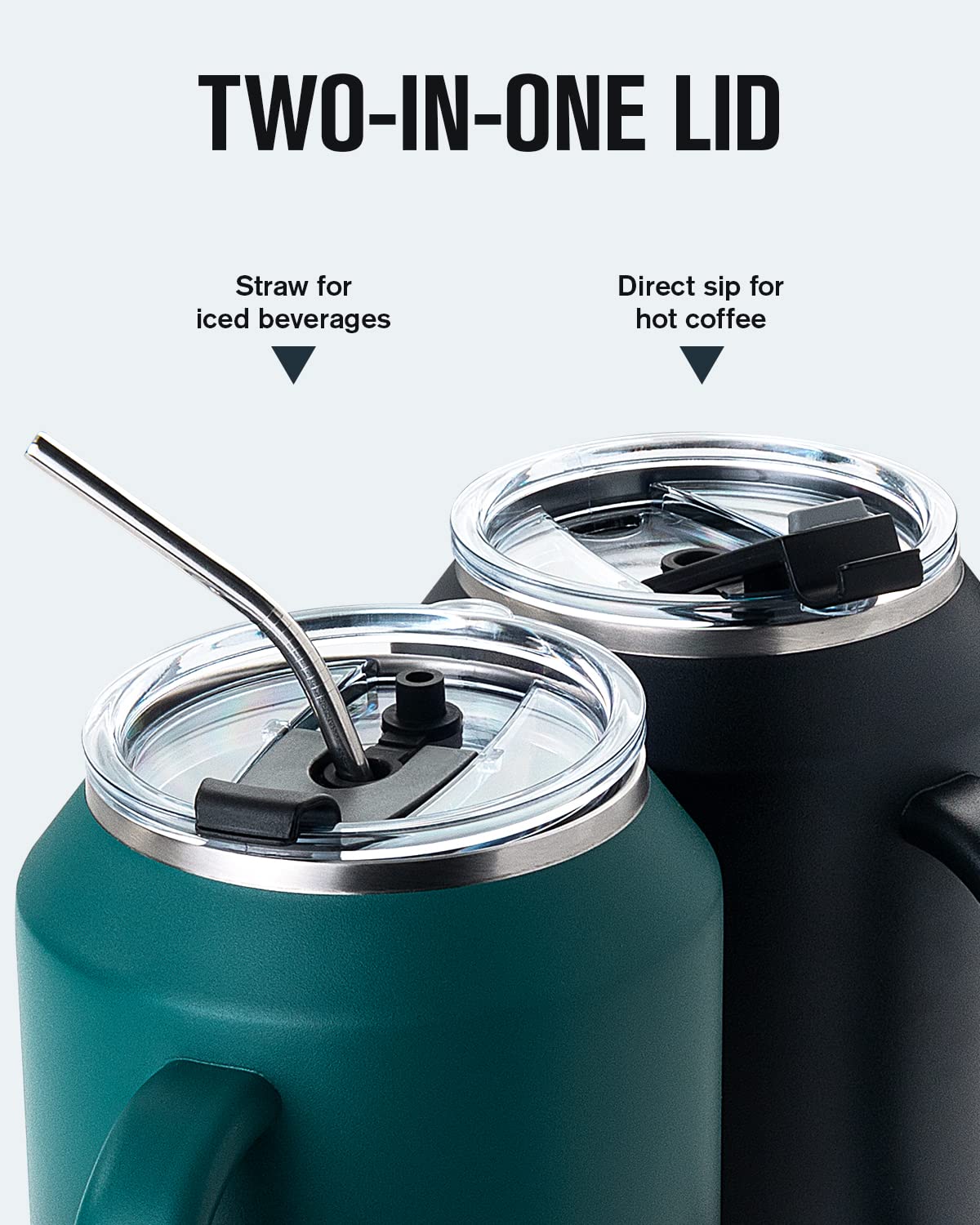 Coolplus 50 Oz Mug Tumbler With Handle And Straw, Large Stainless Steel Travel Insulated Water Cup