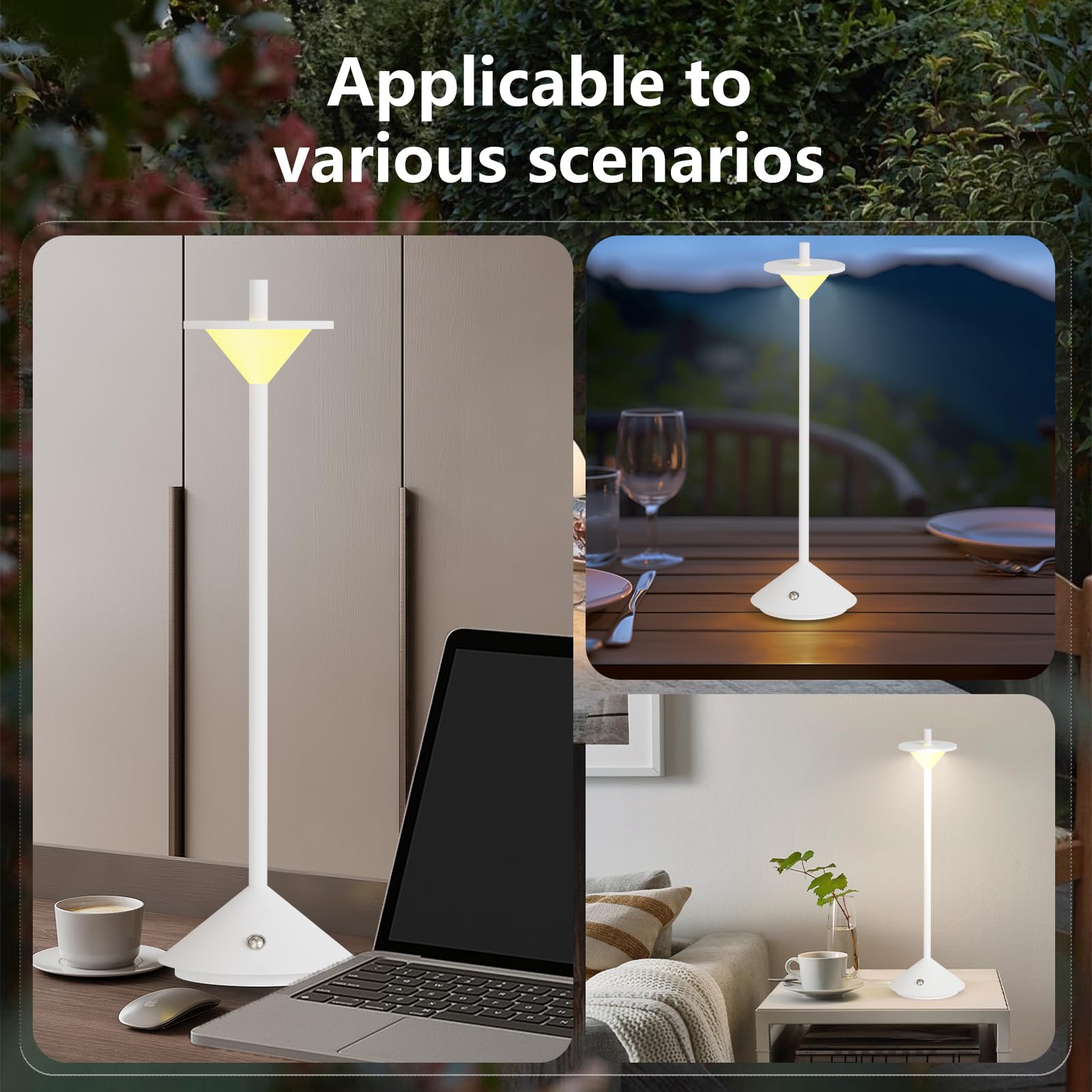 Biwuglimm Rechargeable Table Lamp - Small Battery Operated Bedside Lamp,Nightstand Lamps Night Light Dimmable Led For Bedroom Living Room Patio,Dining Room End Entryway Decor White
