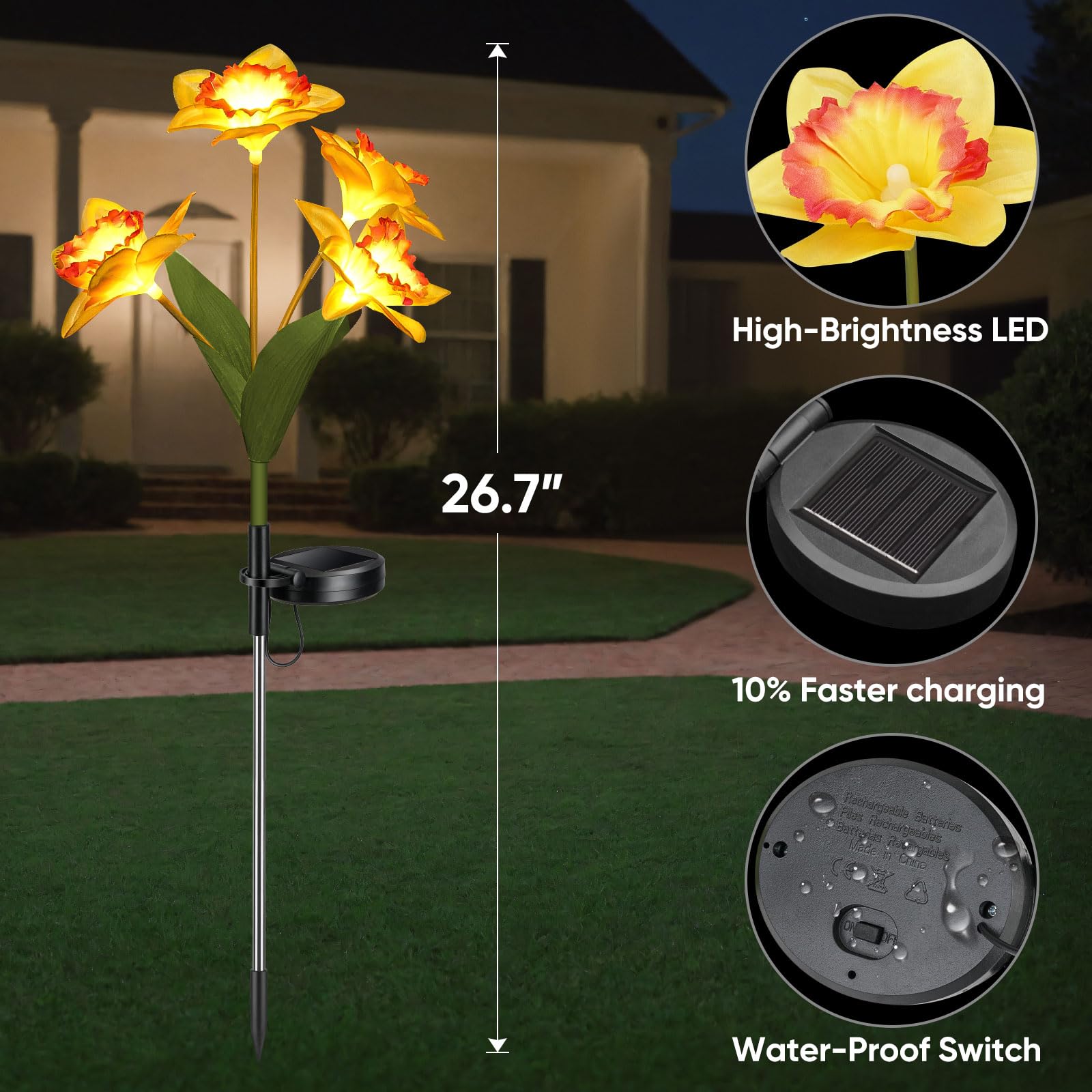 Iueecen Solar Garden Lights - Solar Flowers,3Pack Solar Outdoor Lights For Outside Decorative,Solar Powered Garden Decor For Yard,Patio,Lawn,Waterproof Outdoor Decorations