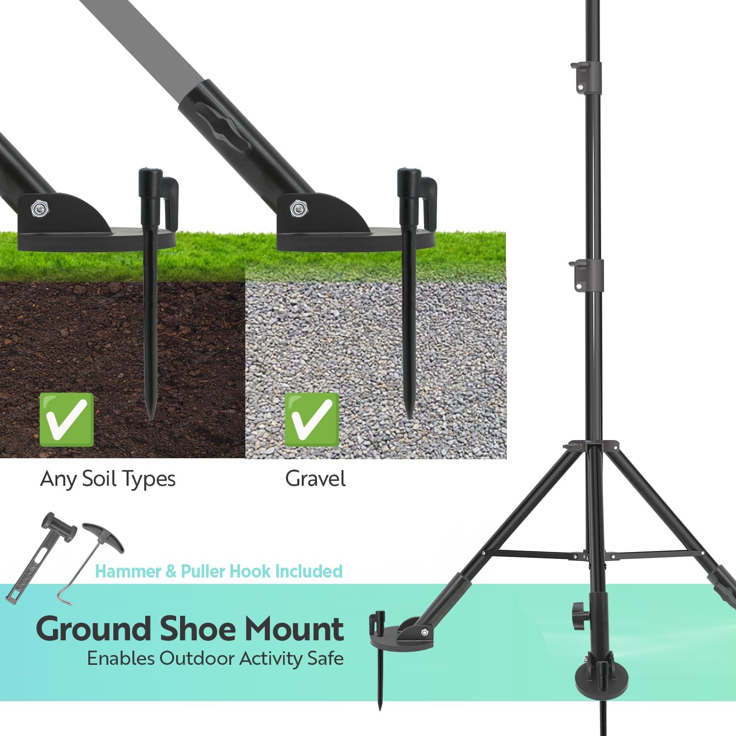 Ls Limo Studio Limostudio Limostudio [Super Heavy Duty] 12.6 X 10.4 Ft. (W X H) Backdrop Stand, Most Heavy Duty In Market, Thick Pole, No Bending, Ground Shoe Mount For Outdoor Use, Shock-Proof Spring Tripod, Agg1111