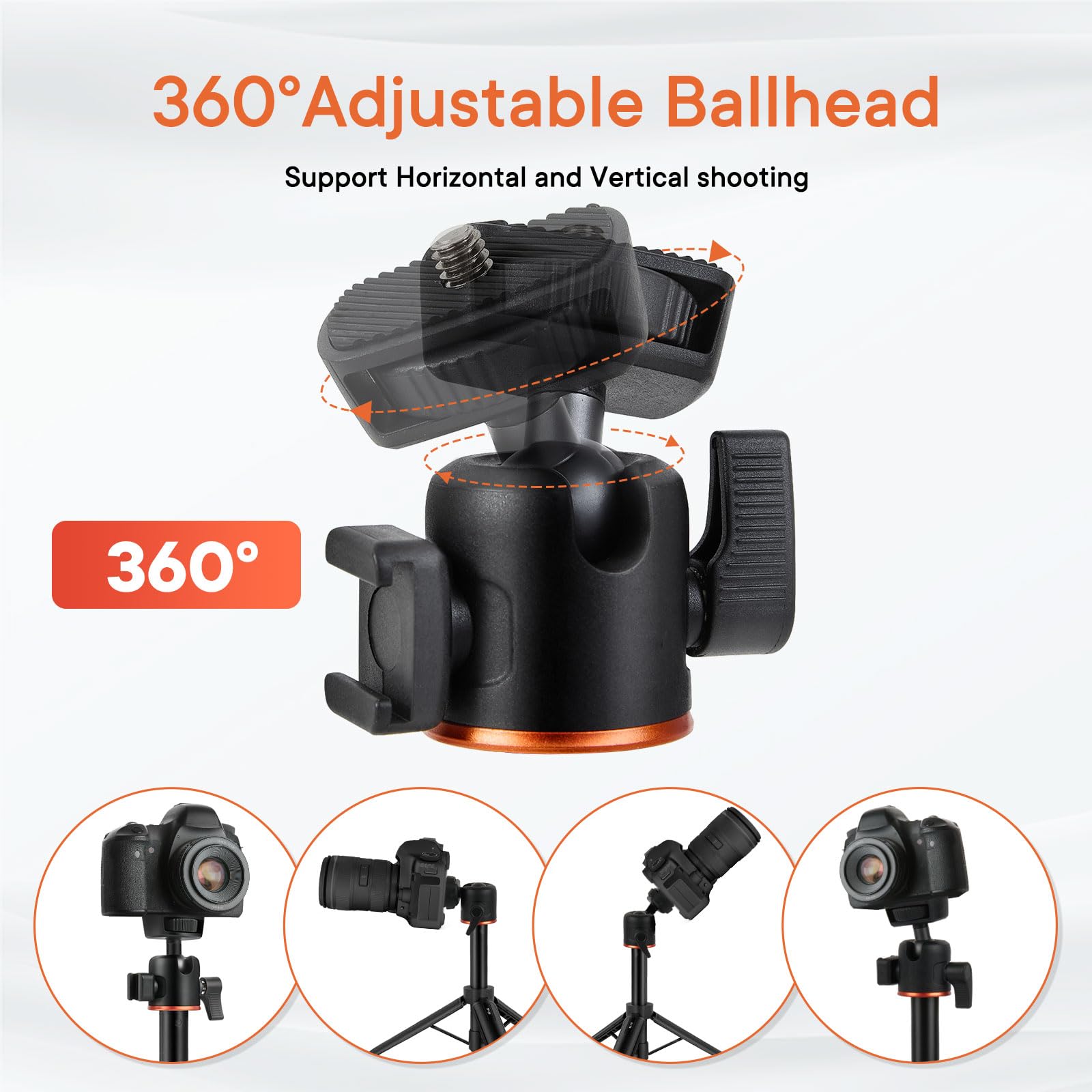 Kalofaye Camera Tripod Stand, Mini Desktop Aluminum Tripod Selfie Stick With Cold Shoe, 360° Ball Head With 1/4 Inch Screw, Portable Tripod For Iphone Android Canon Sony Dslr Vlogging Video Recording