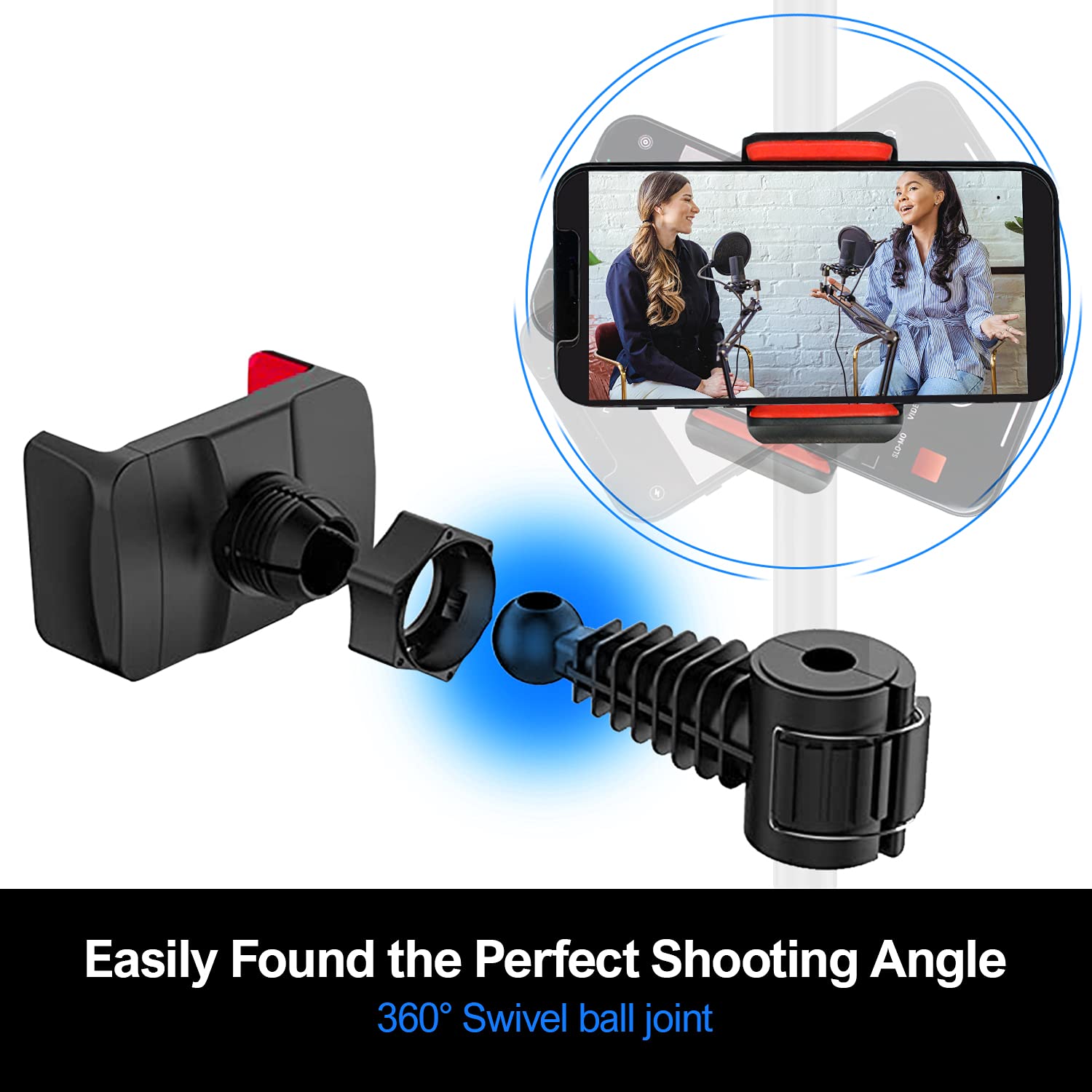 Ls Limo Studio Limostudio Limostudio [1-Pack] 360° Rotatable Phone Holder Ring Light Attachment, Stand, Compatible With Smartphones, For Tripods, Makeup, Video Conferencing, Gaming Live Stream, Photography, Agg3226