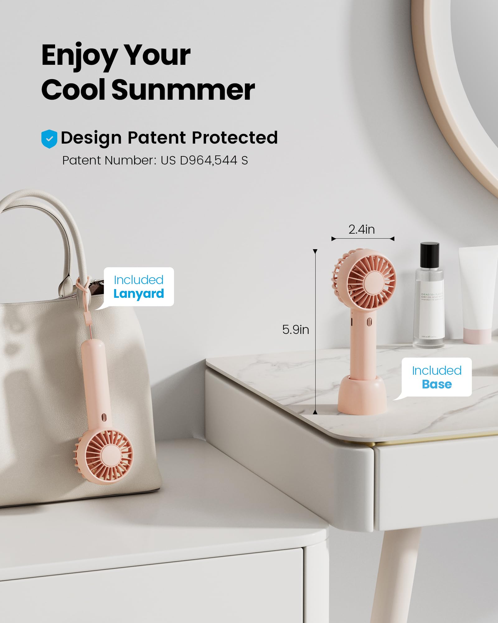Gaiatop Mini Portable Fan, Small And Powerful, Cute Design 3 Speed Personal Handheld And Desktop