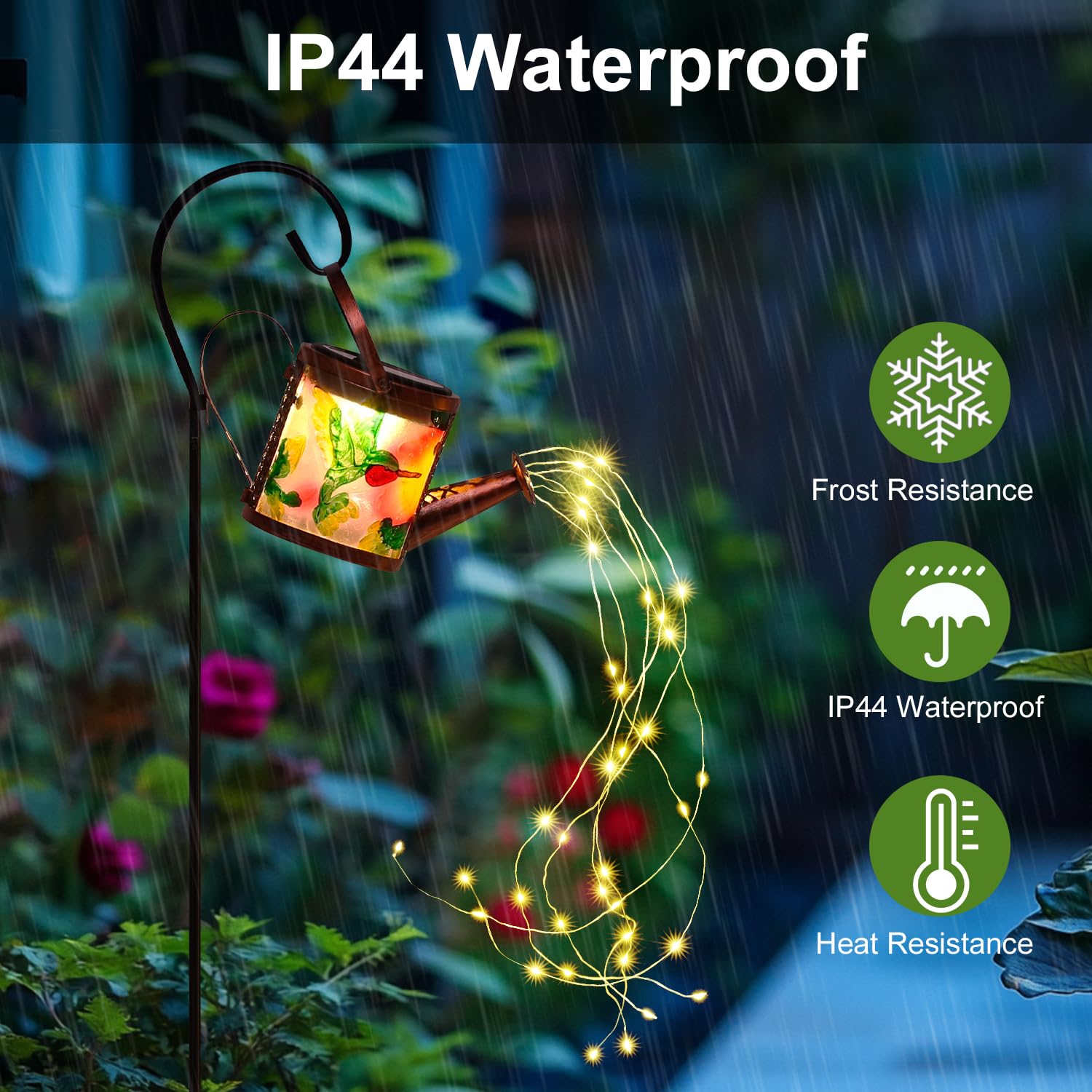 Pearlstar Watering Can Solar Light Hummingbird Watering Can Lights Hanging Lanterns Outdoor Solar Landscape Lights Waterproof Garden Yard Patio Decor Gardening  For Women