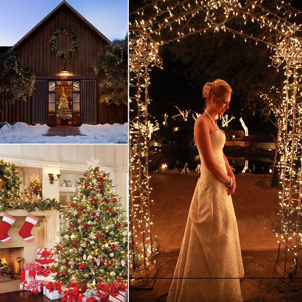 Loende Christmas Lights With Timer Battery Operated String Lights 100 Led 8 Modes String Lights Clear Mini Light Set For Wedding Party Home Garden Wreath, Waterproof, Warm White